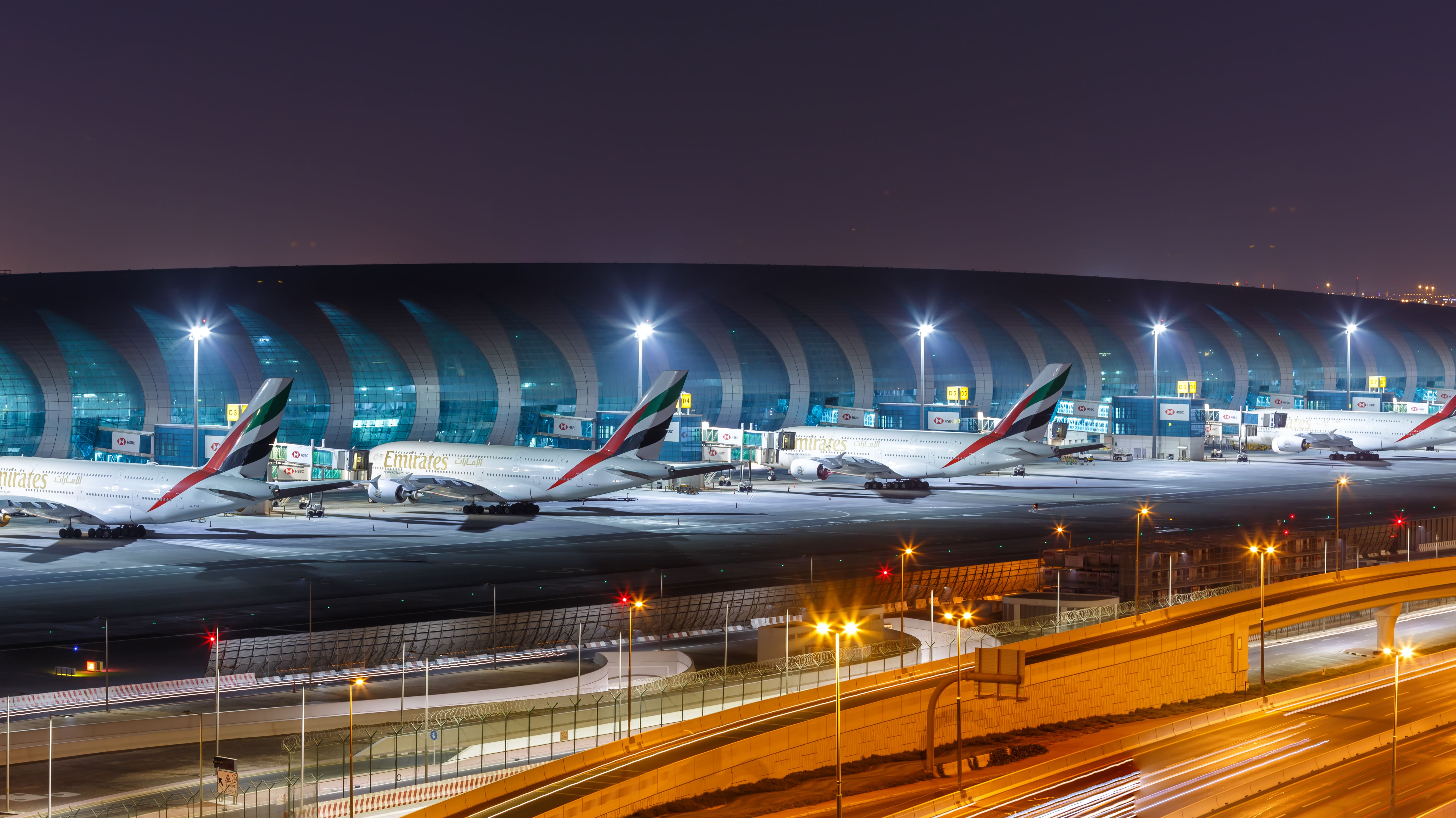 Emirates planes at Dubai International Airport