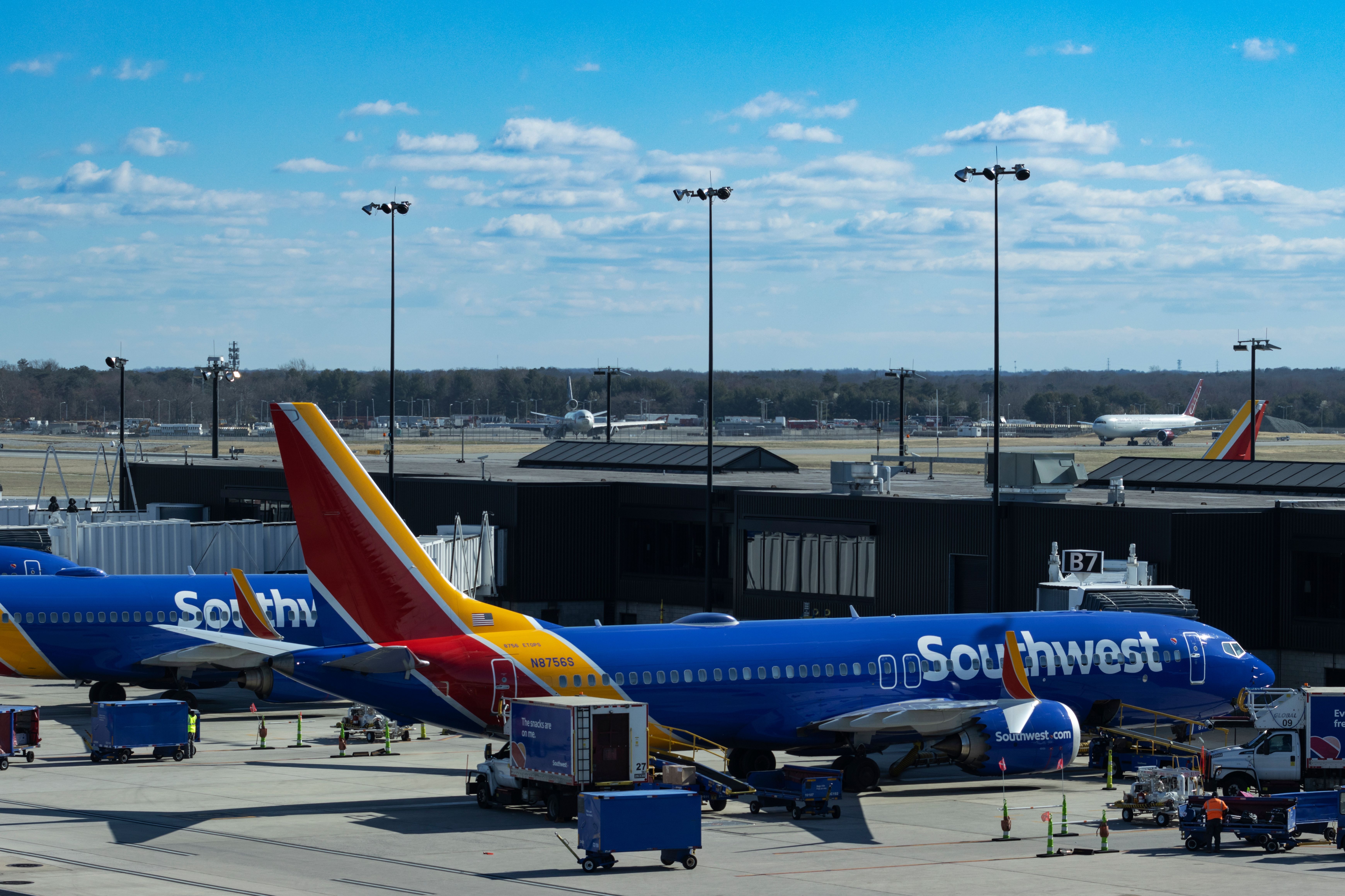 Two Southwest Airliines Aircraft at BWI Airport.