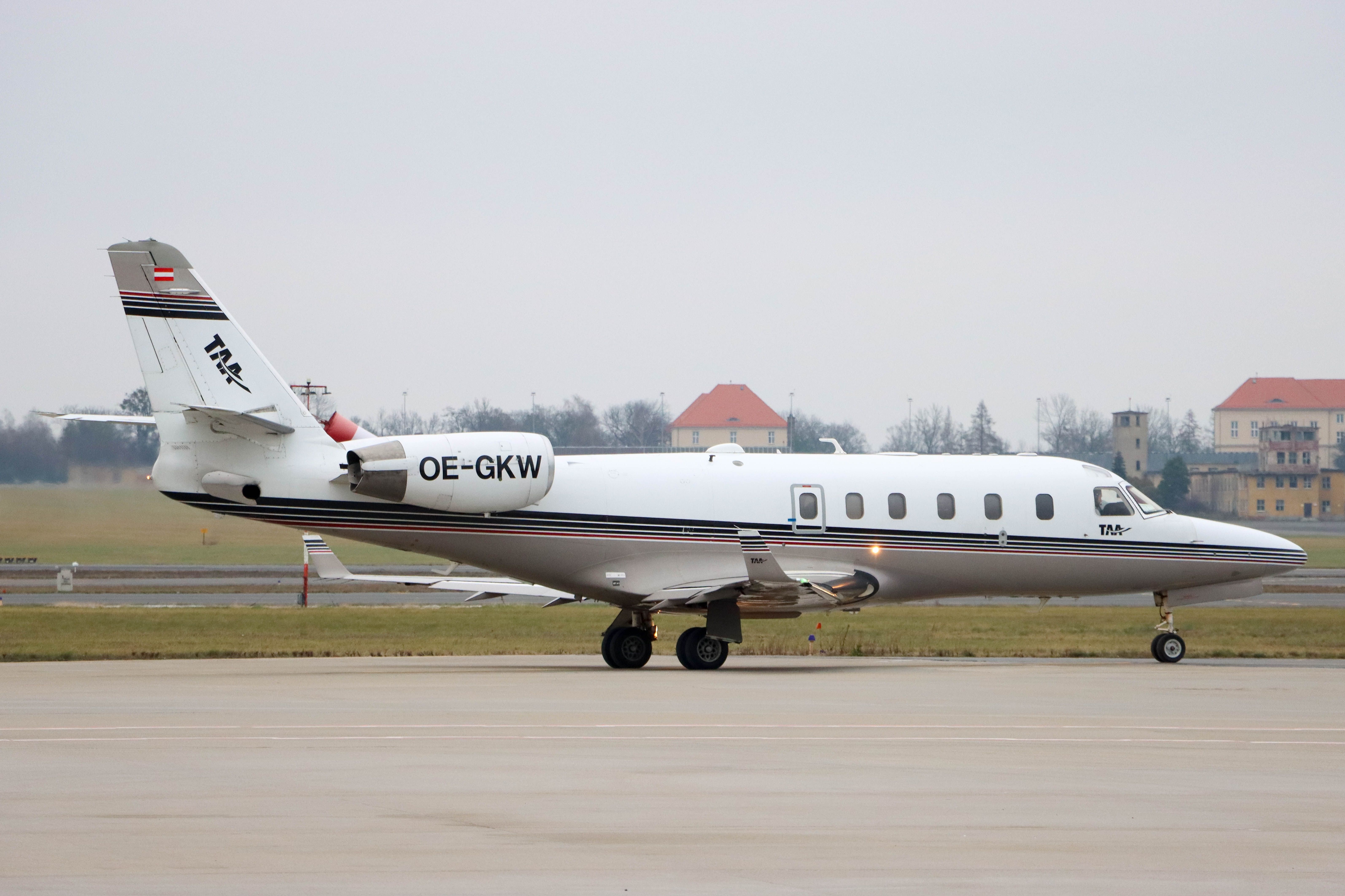 A Gulfstream G100 on an airport apron.