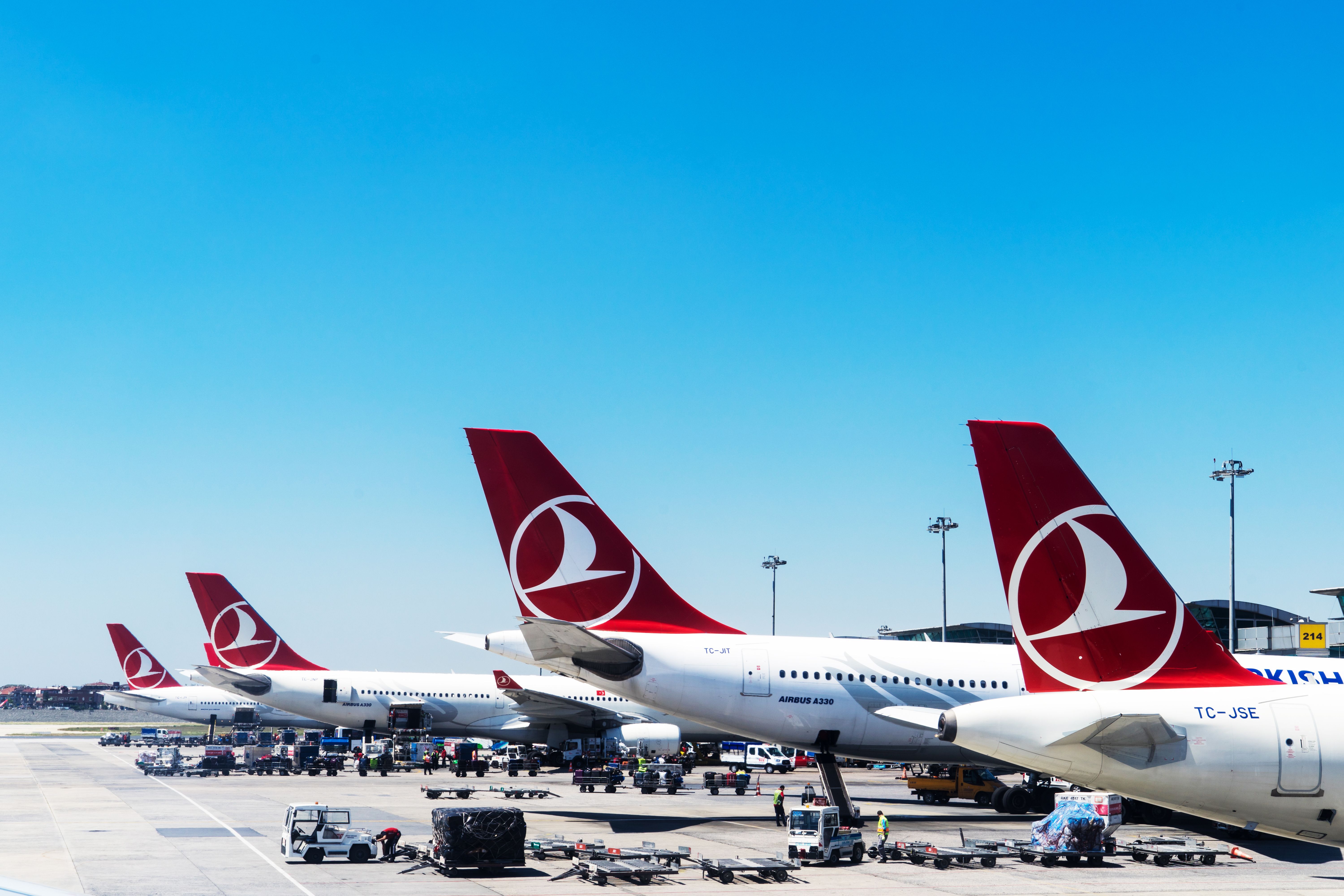 Turkish Airlines aircraft parked at IST airport