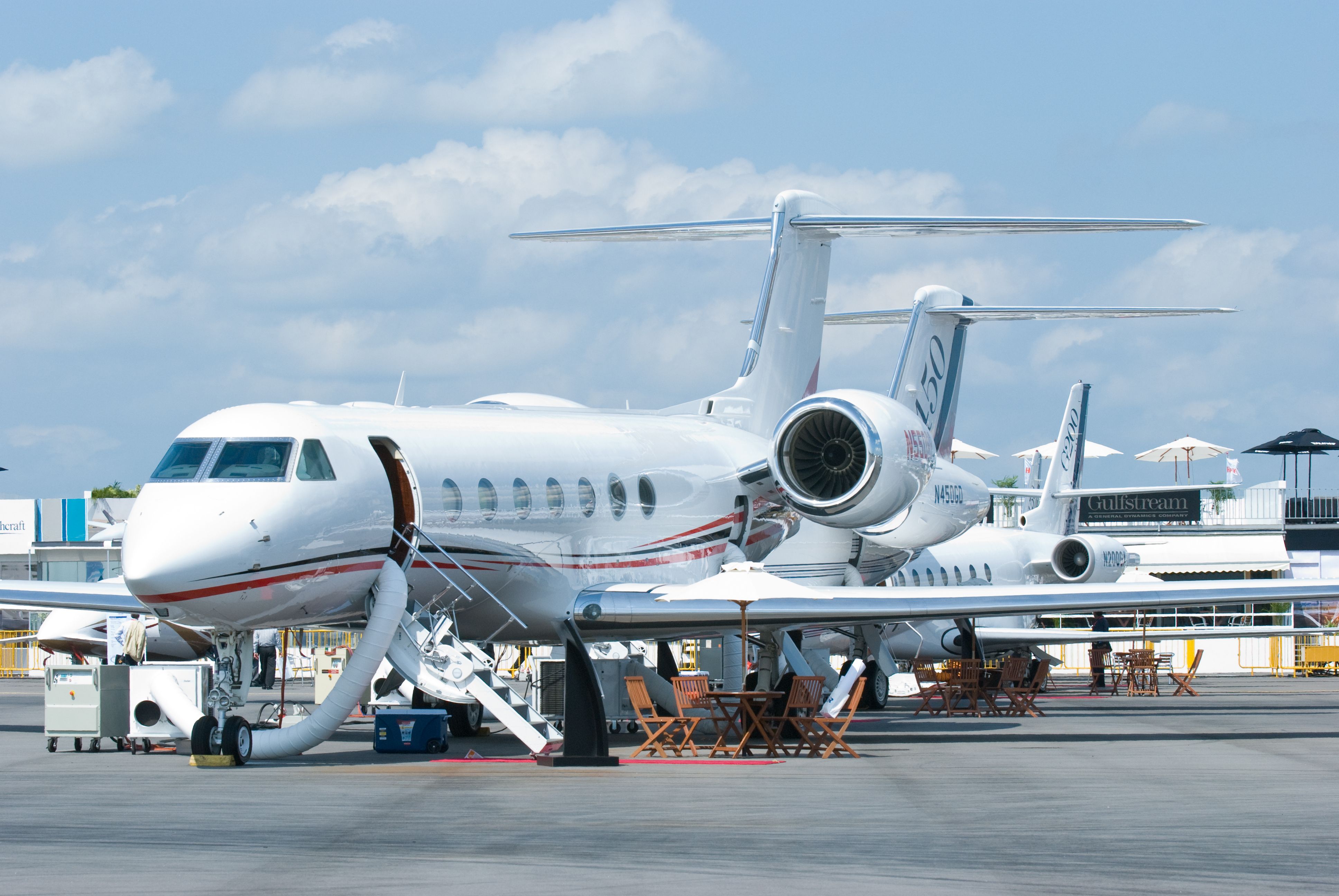 Multiple Gulfstream business jets at Singapore Airshow 2010.