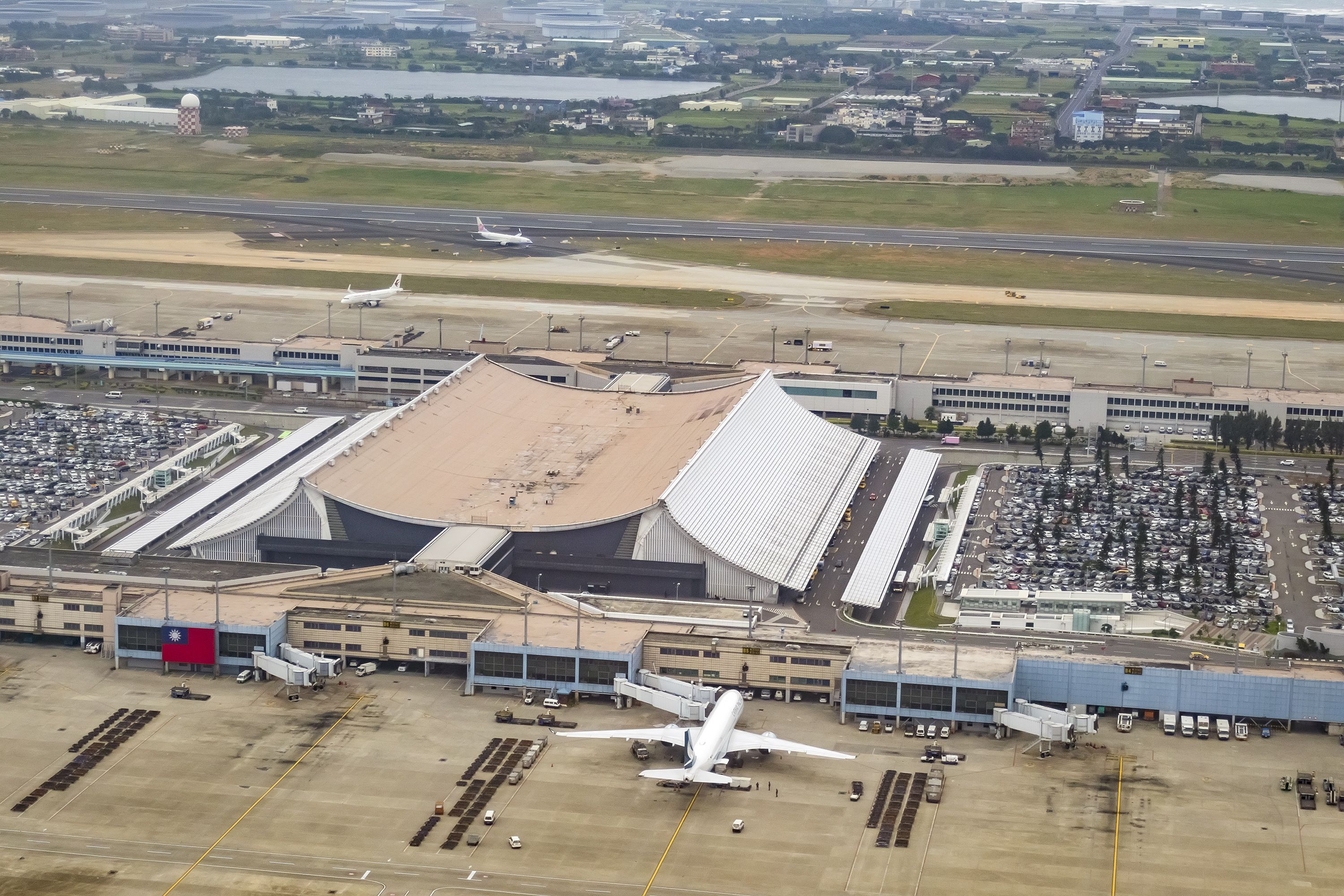 Aerial view of Taiwan Taoyuan International Airport (TPE) 