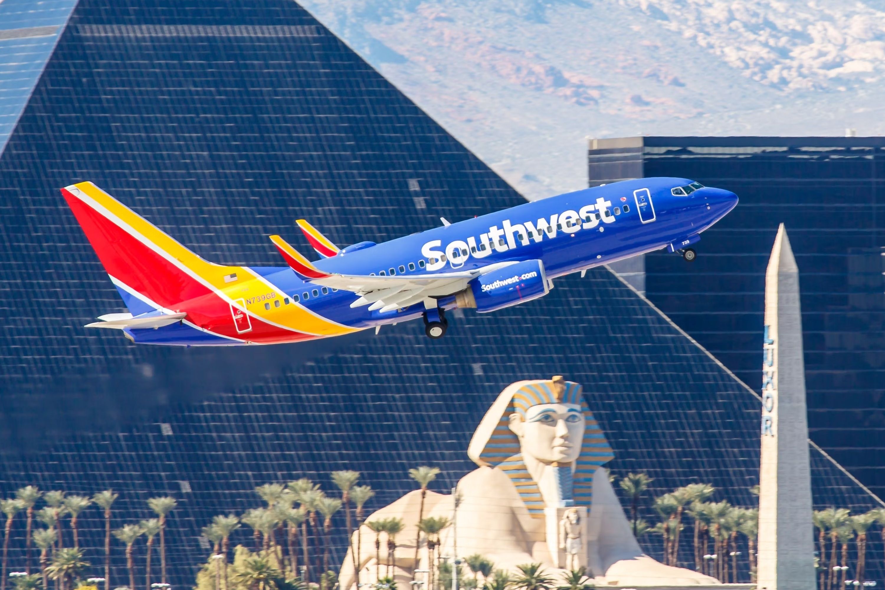 A Southwest Airlines Boeing 737-700 taking off.