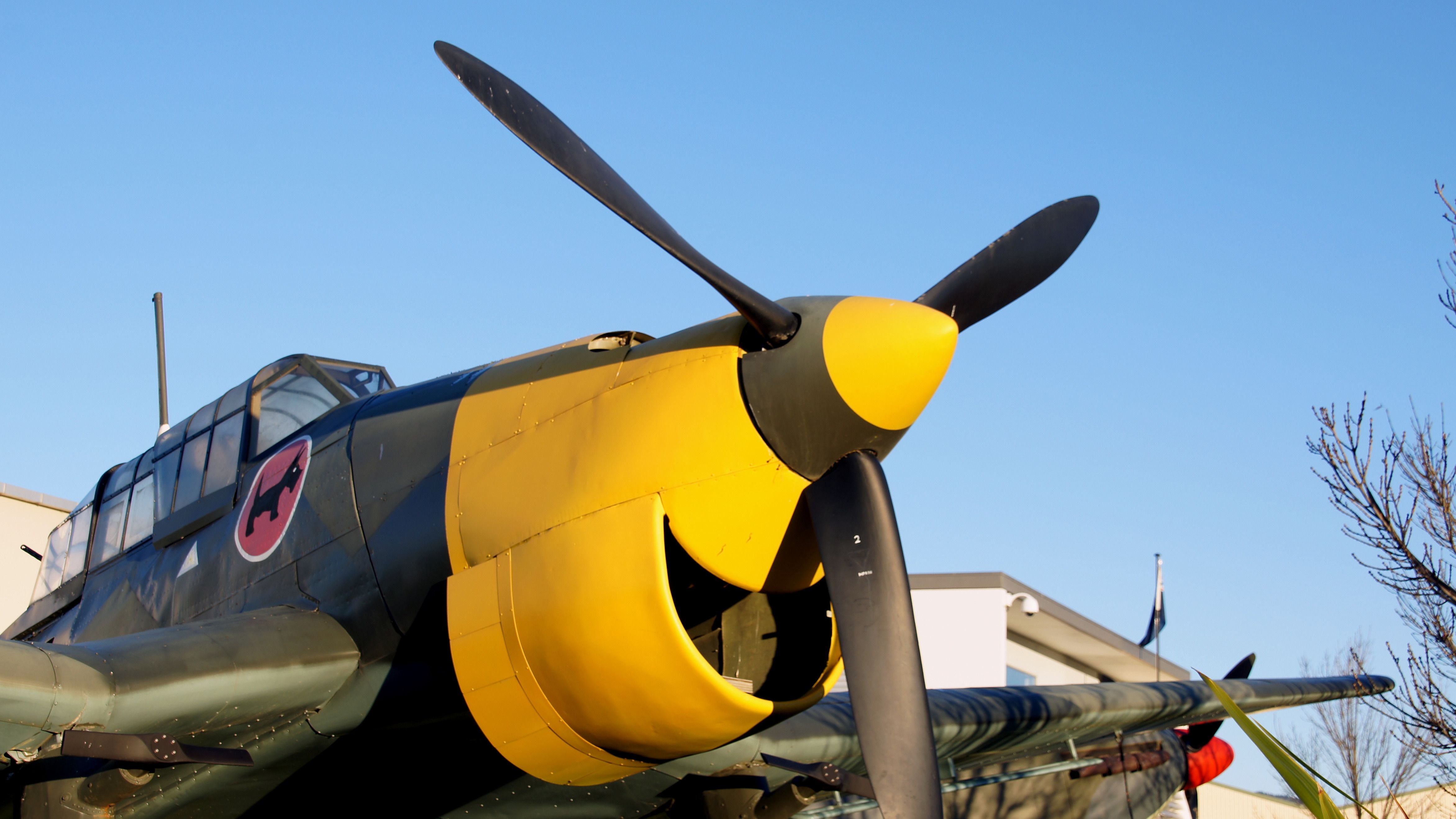 A closeup of a Stuka dive bomber on display.