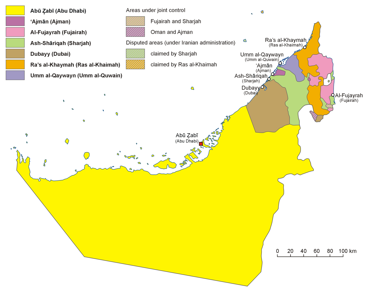 uae emirates map