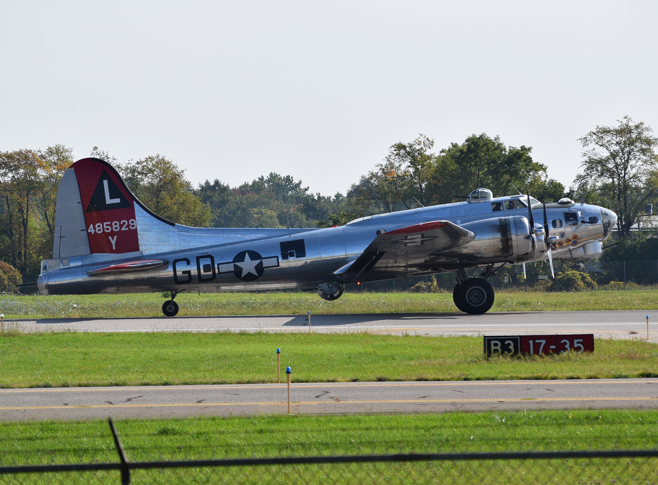 The Yankee Lady B-17 on a runway.