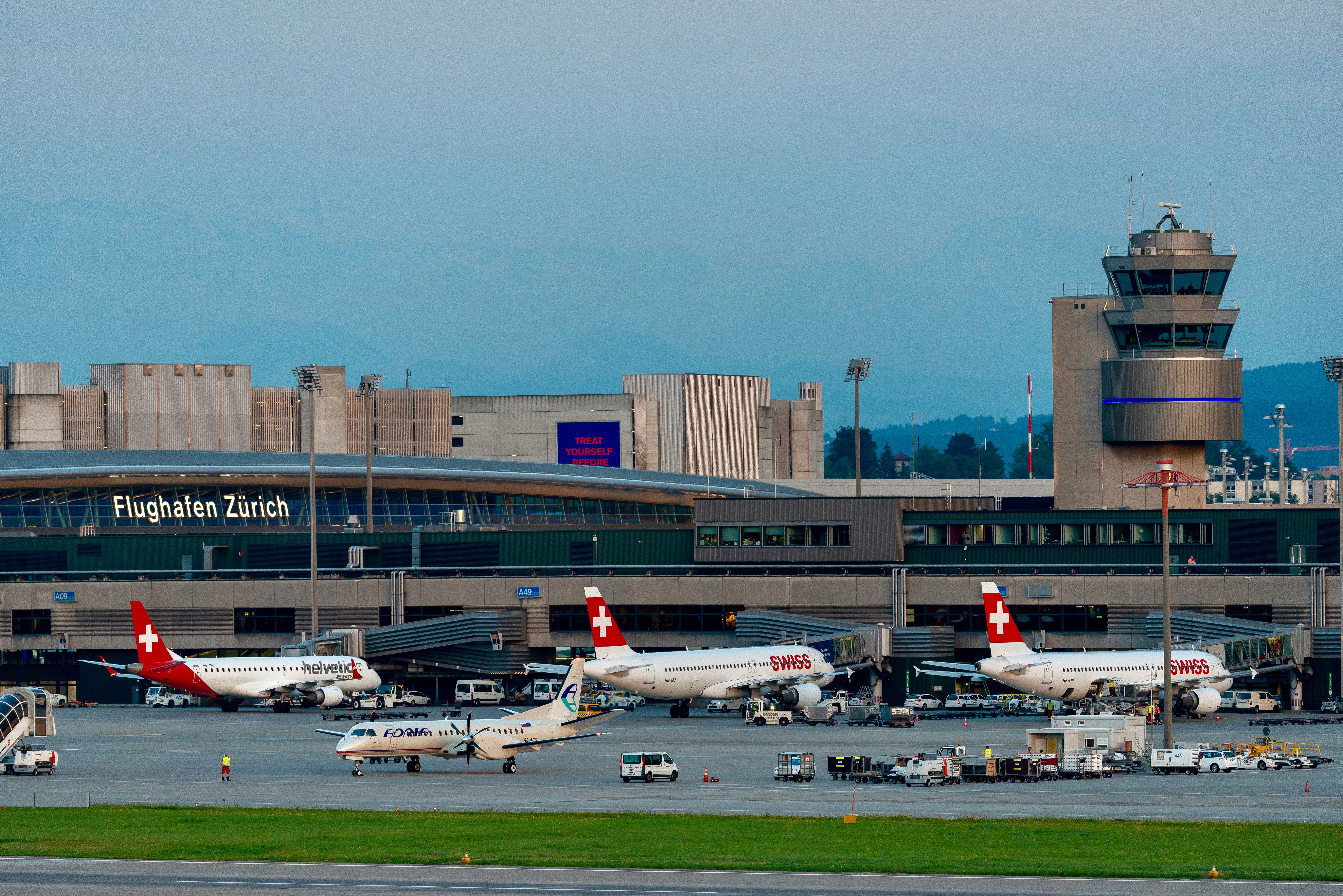 SWISS airplanes at Zurich Airport