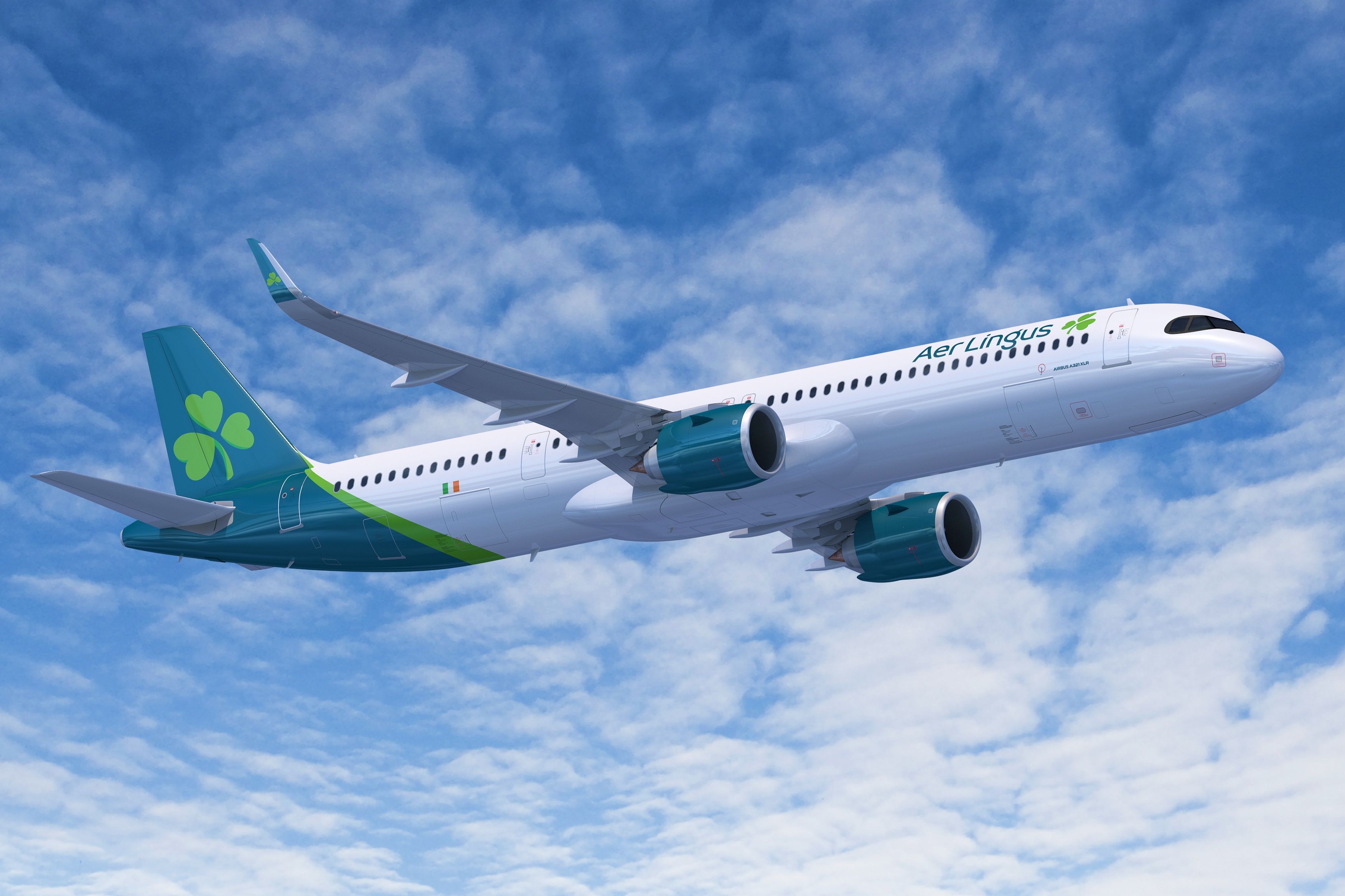 Rendering of an Aer Lingus Airbus A321XLR provided by Airbus.