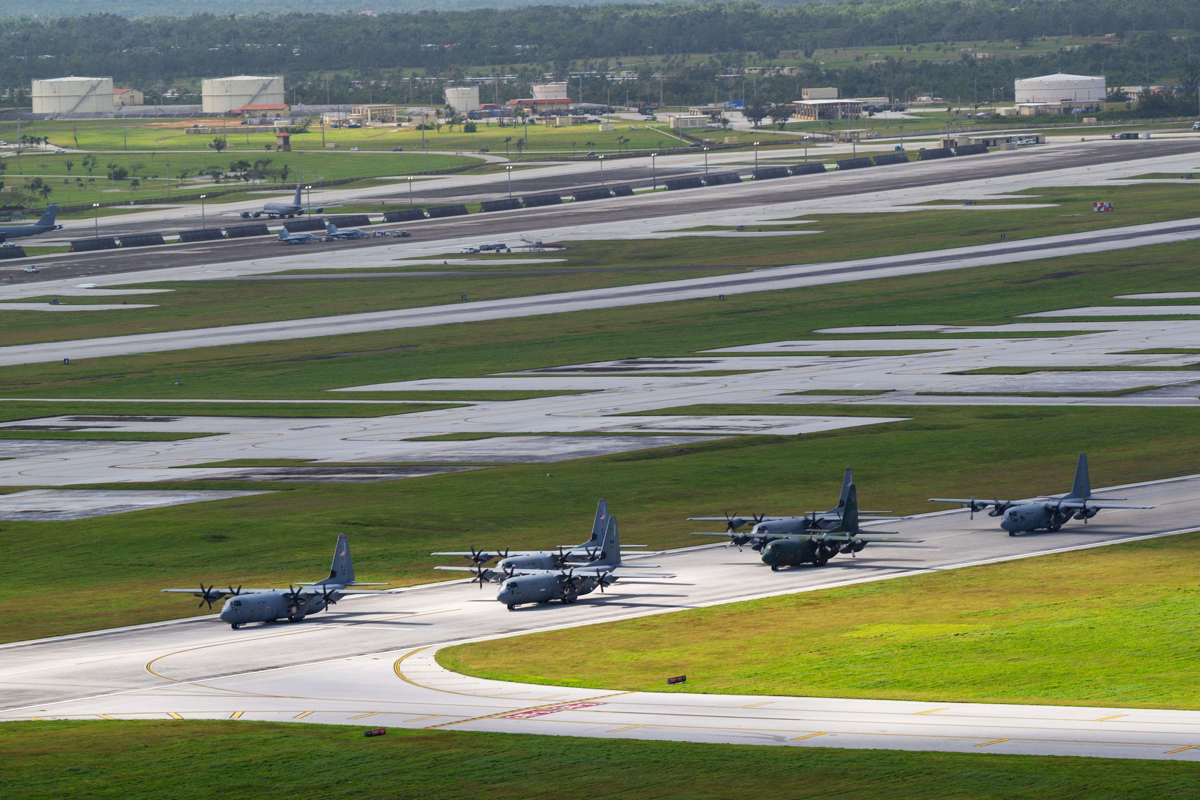 8160656 - 4x6 - Six C-130J Hercules at Andersen AFB, Guam