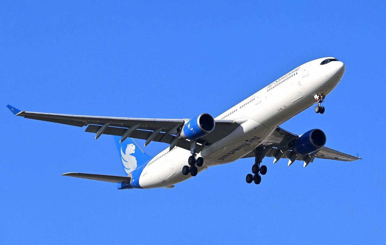 Air Samarkand Airbus A330 landing for its First Charter Flight