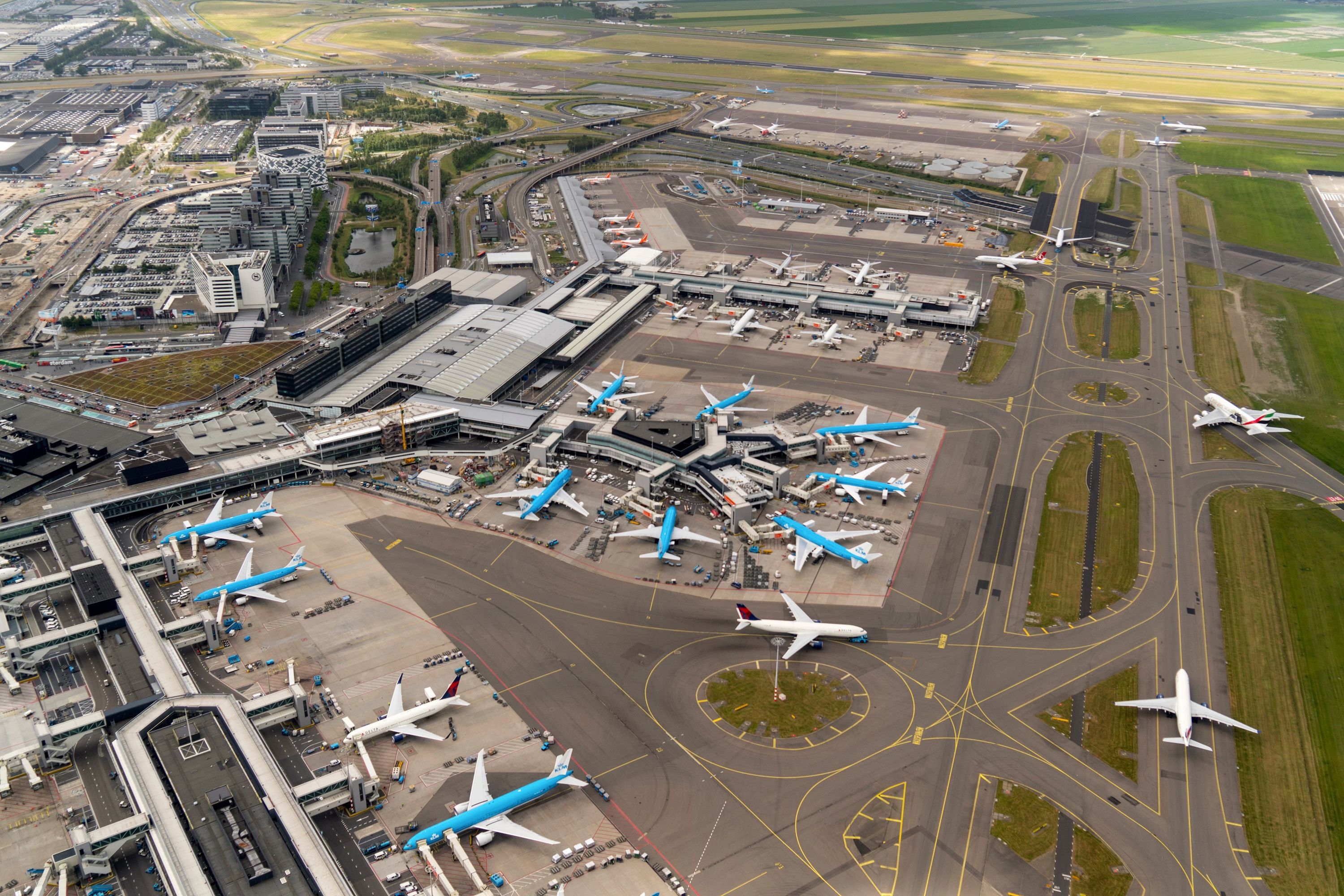 aircraft parked at Amsterdam Schiphol airport