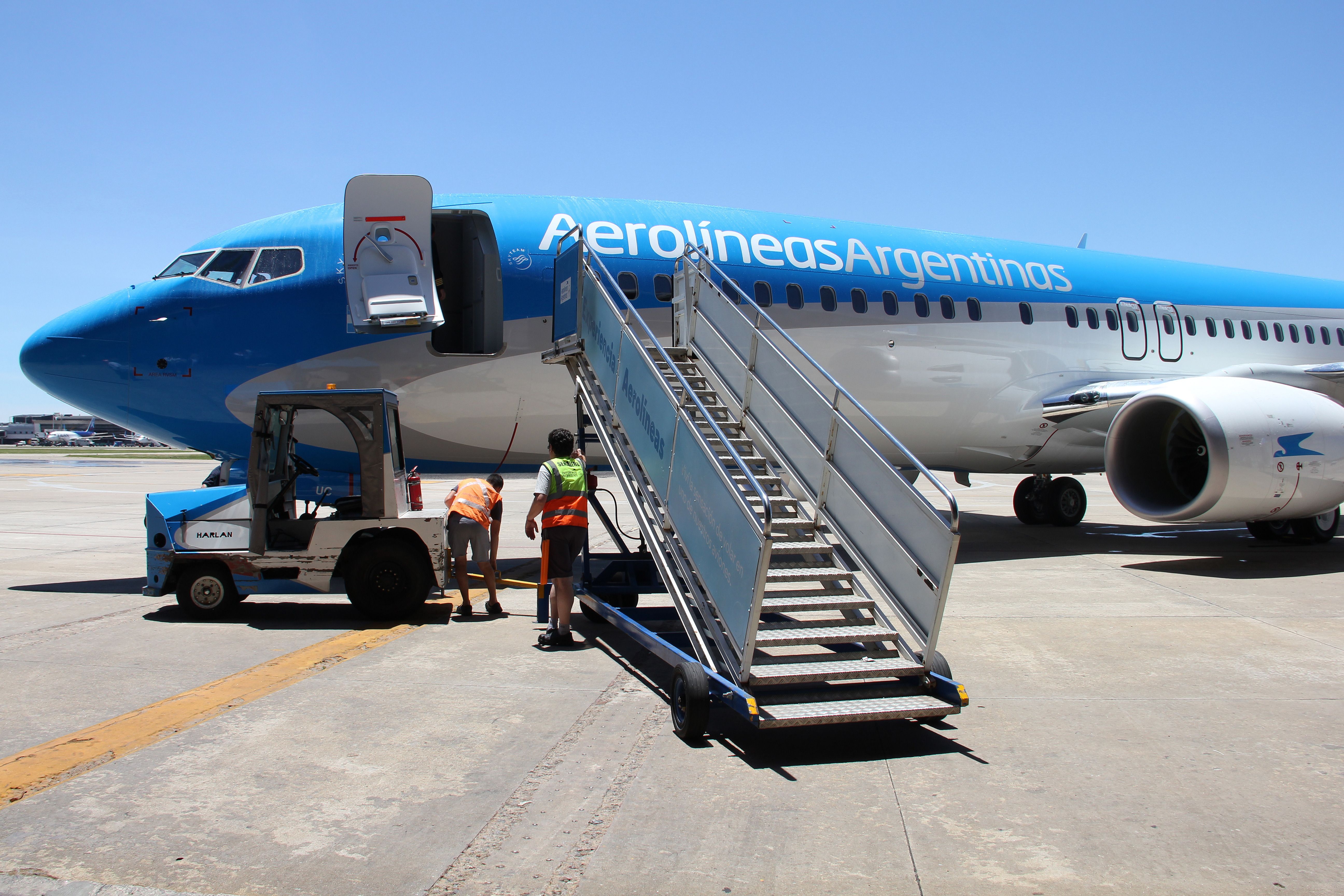An Aerolineas Argentinas aircraft parked 