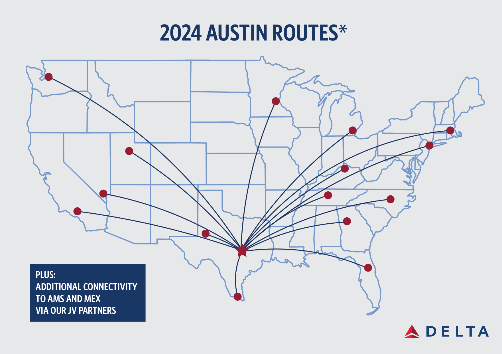 Delta Air Lines Austin Route Map
