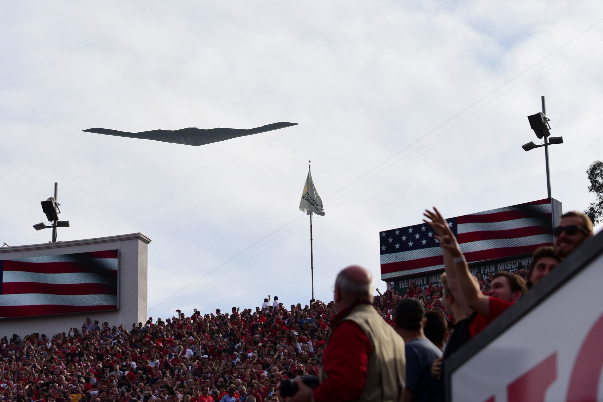 B-2 Spirit Stealth Bomber Set For Flyover Of Rose Bowl In Pasadena