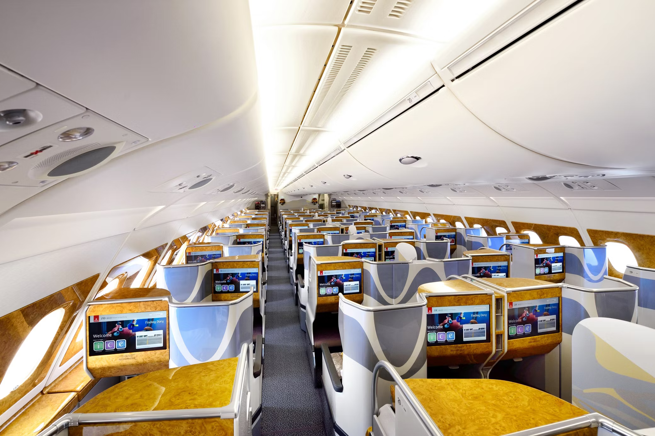 Inside The Emirates Airbus A380 Business Class Cabin.