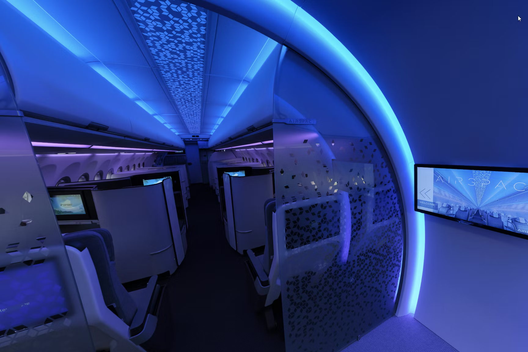 Inside the Airbus Airspace cabin demonstration.