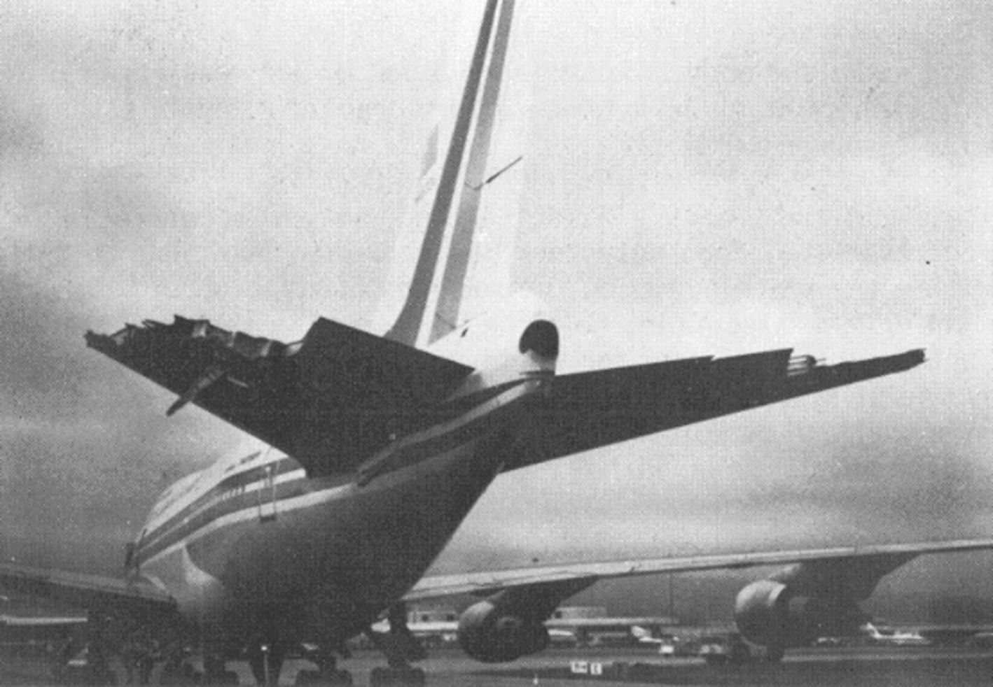 The Damaged empennage of The Boeing 747SP involved with China Airlines Flight 006.