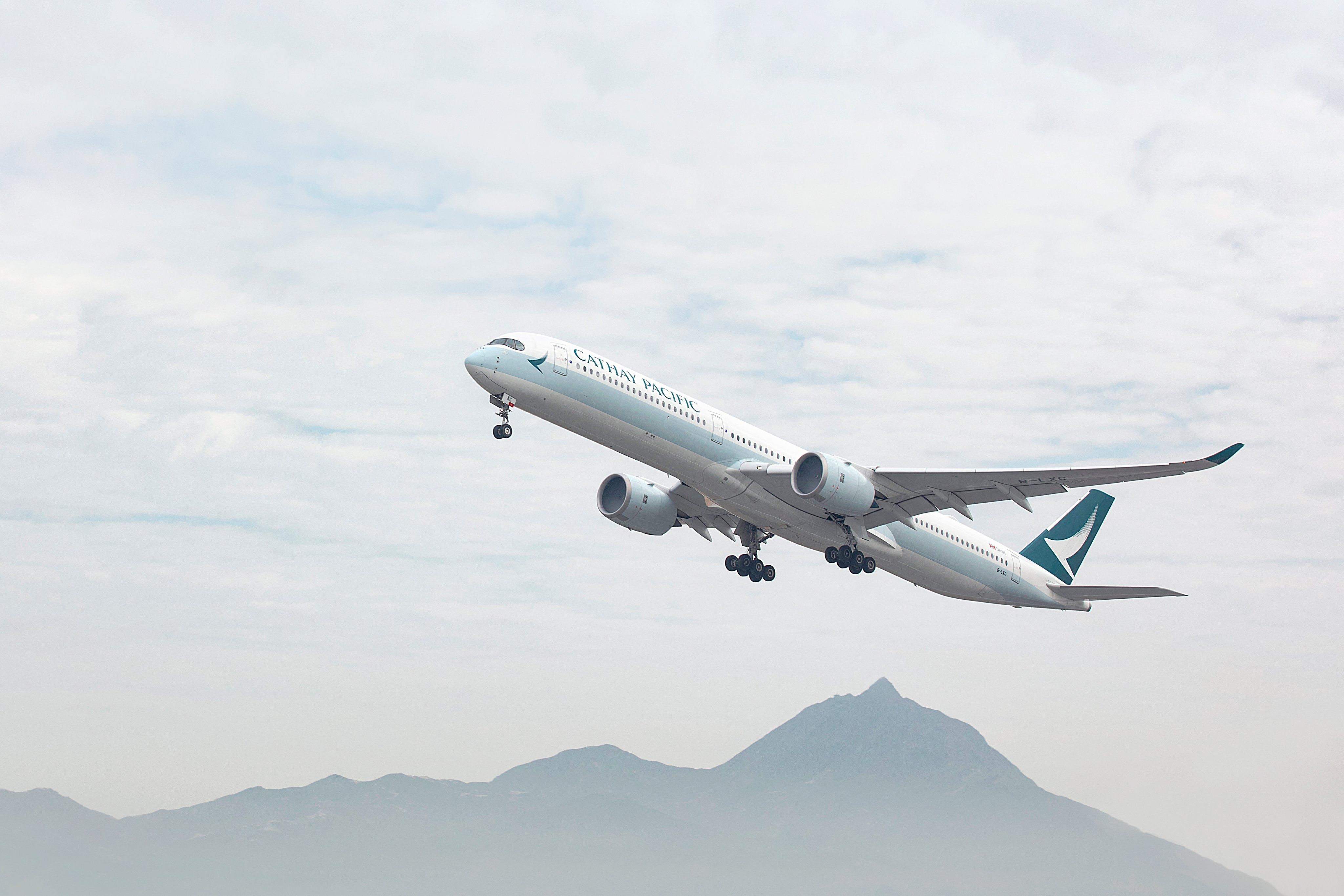 Cathay Pacific Airbus A350 departing.