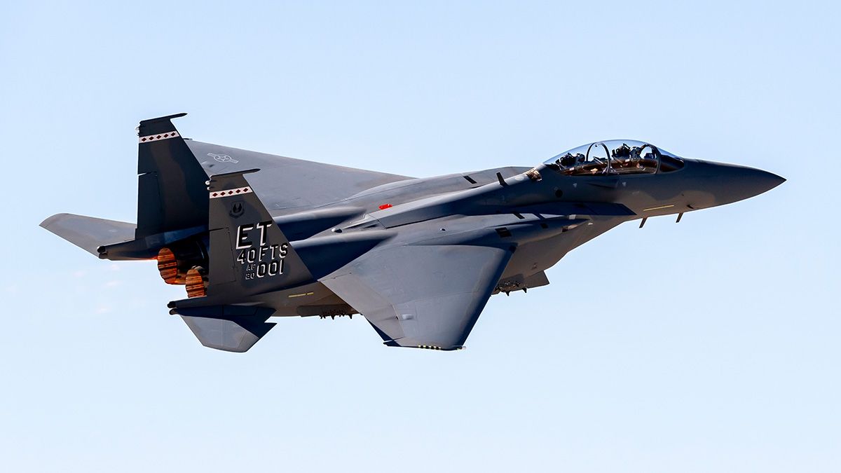 A Boeing F-15EX Flying in the sky.