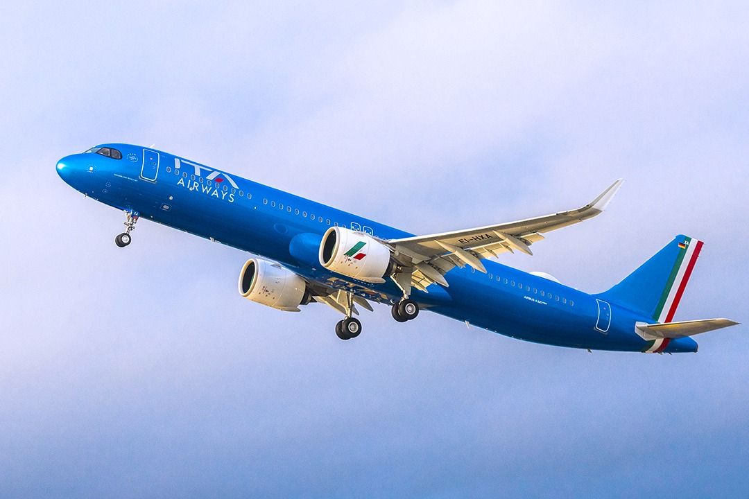 ITA Airways Airbus A321neo taking off. 