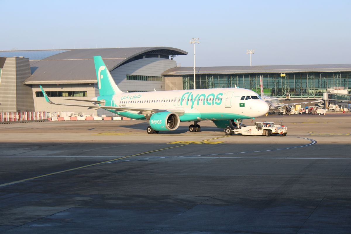 A flynas airbus a320 at Brussels Airport