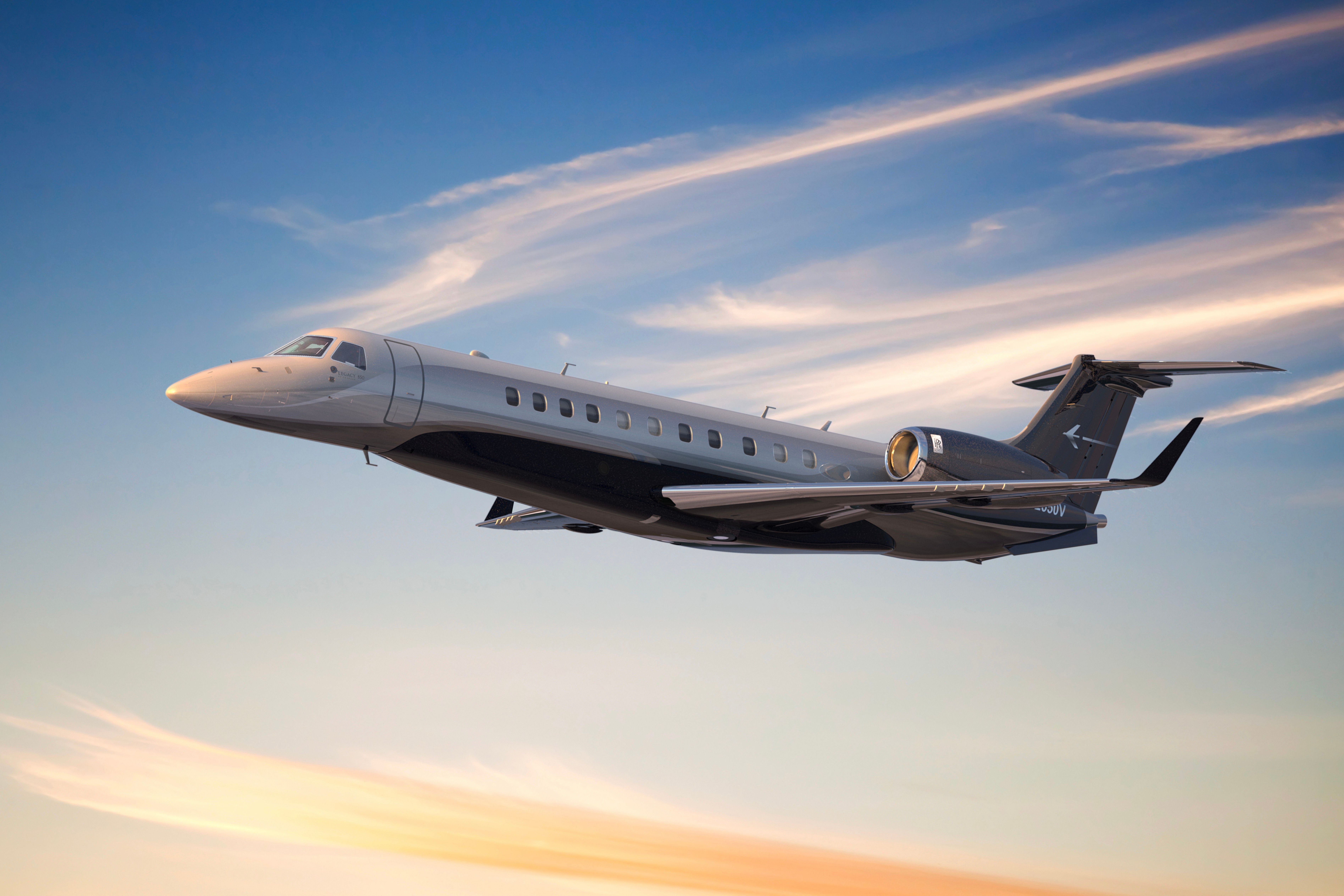 An Embraer Legacy 650 Flying in the sky.