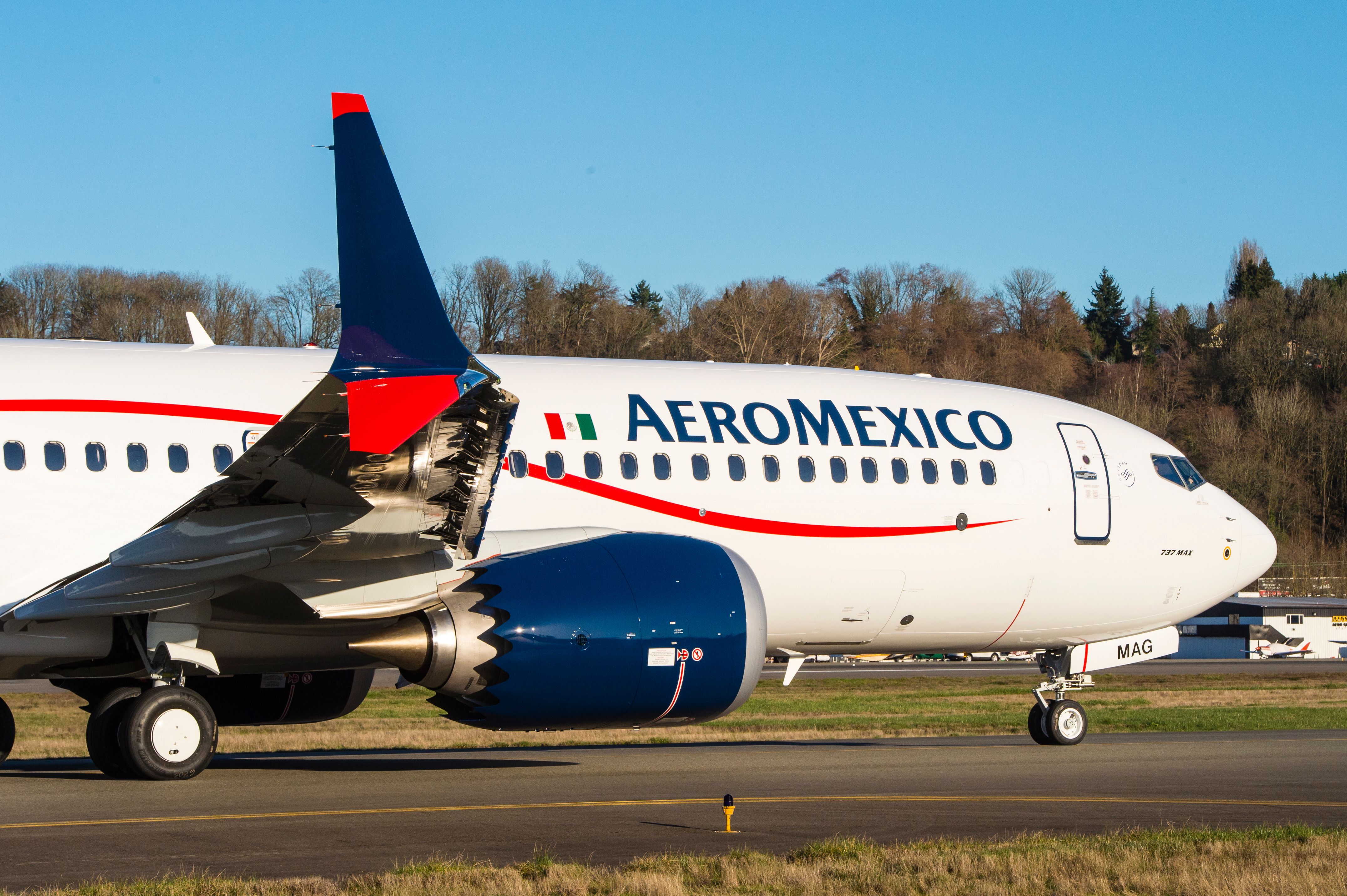 An Aeromexico Boeing 737 MAX On A Taxiway.