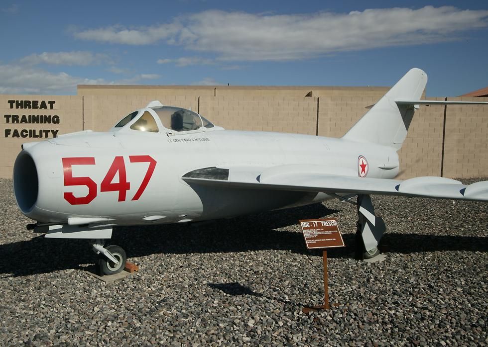 A North Korean MiG-17 on display.