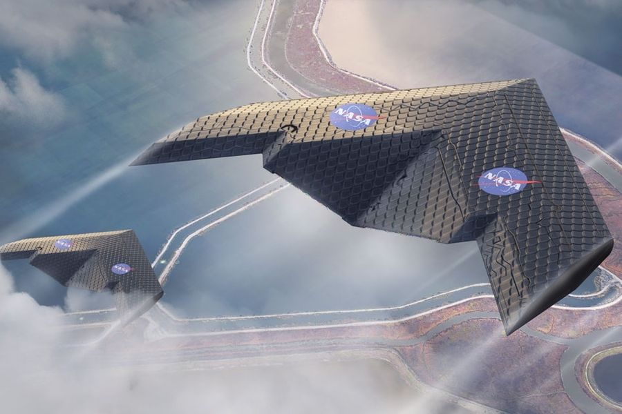 A design by NASA and MIT of an aircraft with a new type of wings and without a tail