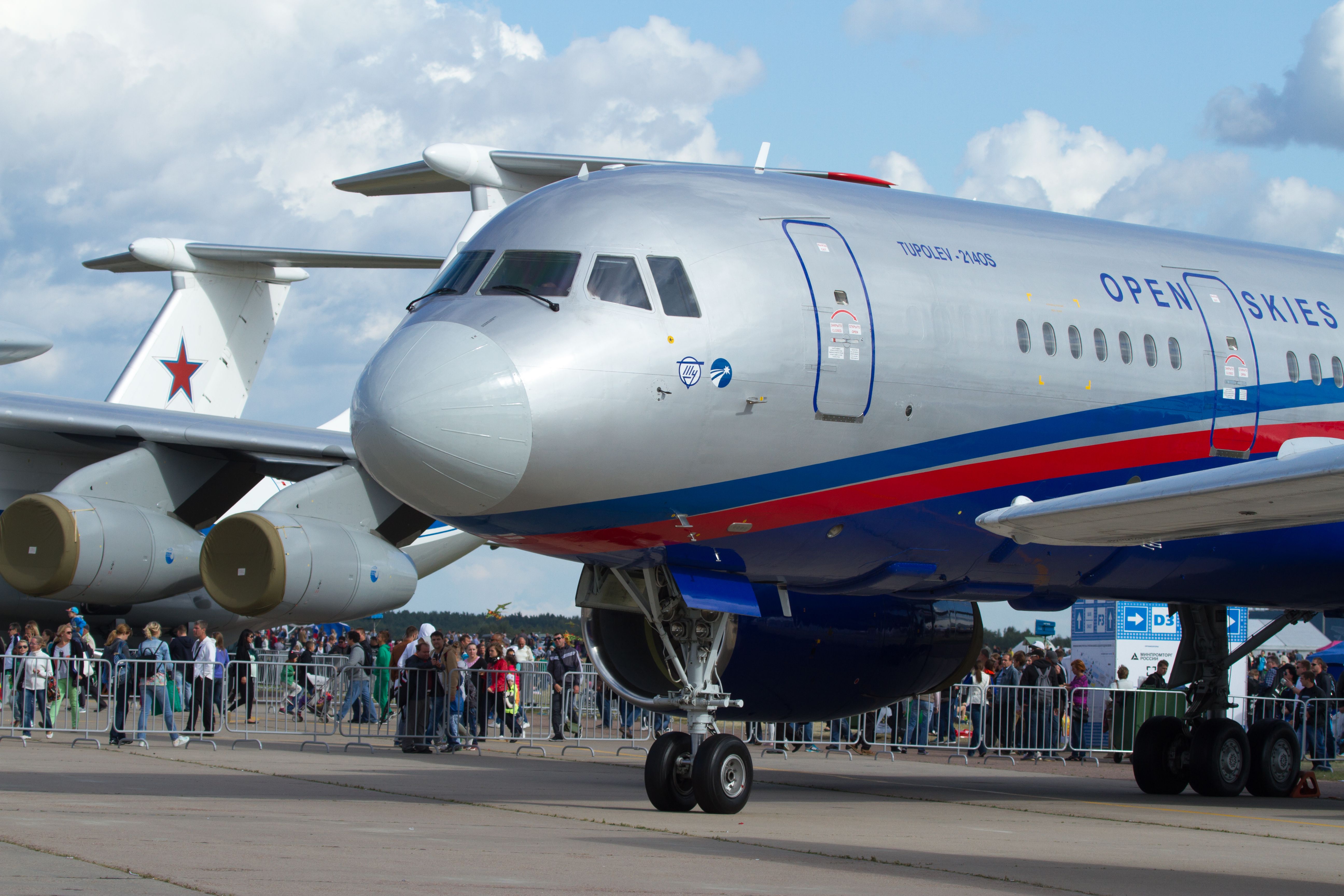 Russia's Tupolev Tu-214 aircraft at the Dubai Airshow