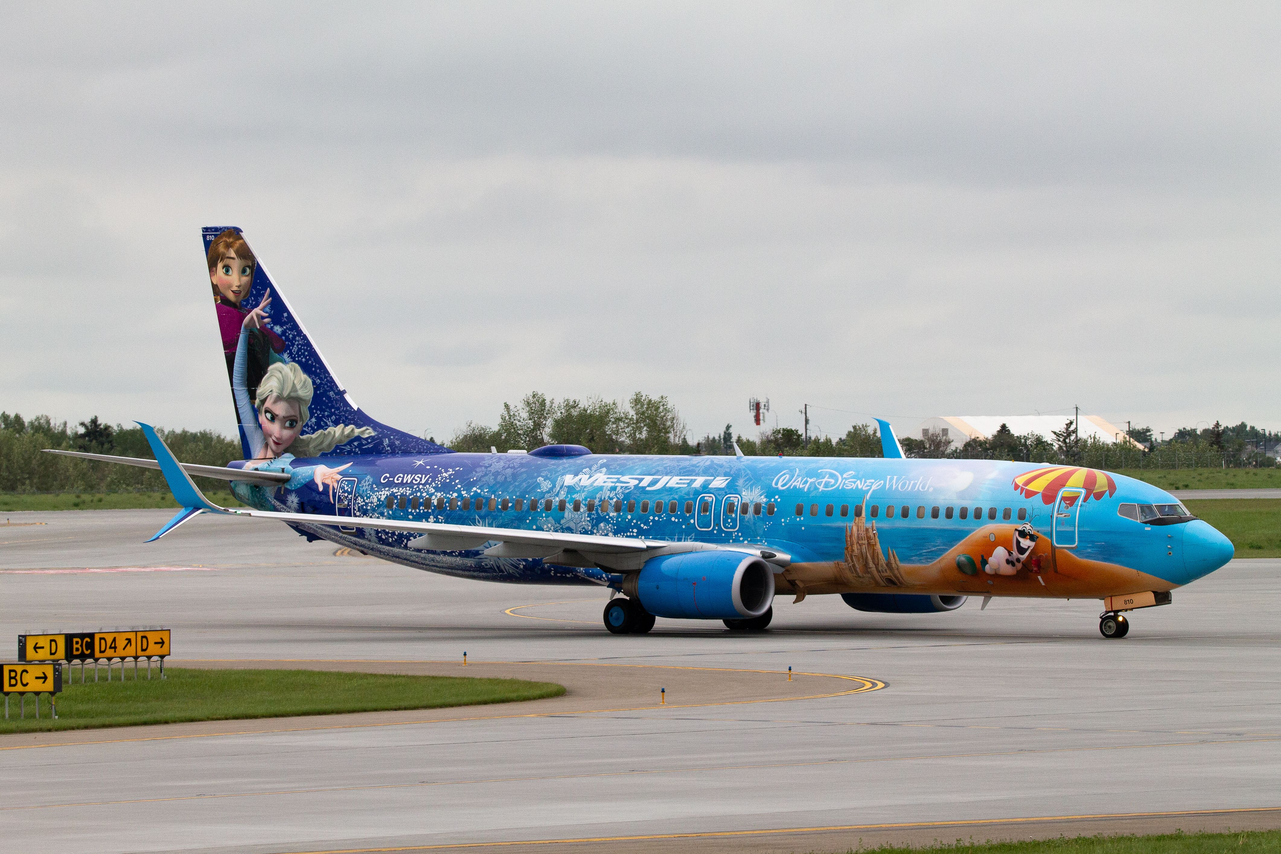 WestJet Boeing 737-8CT Disney Frozen-Theme C-GWSV.