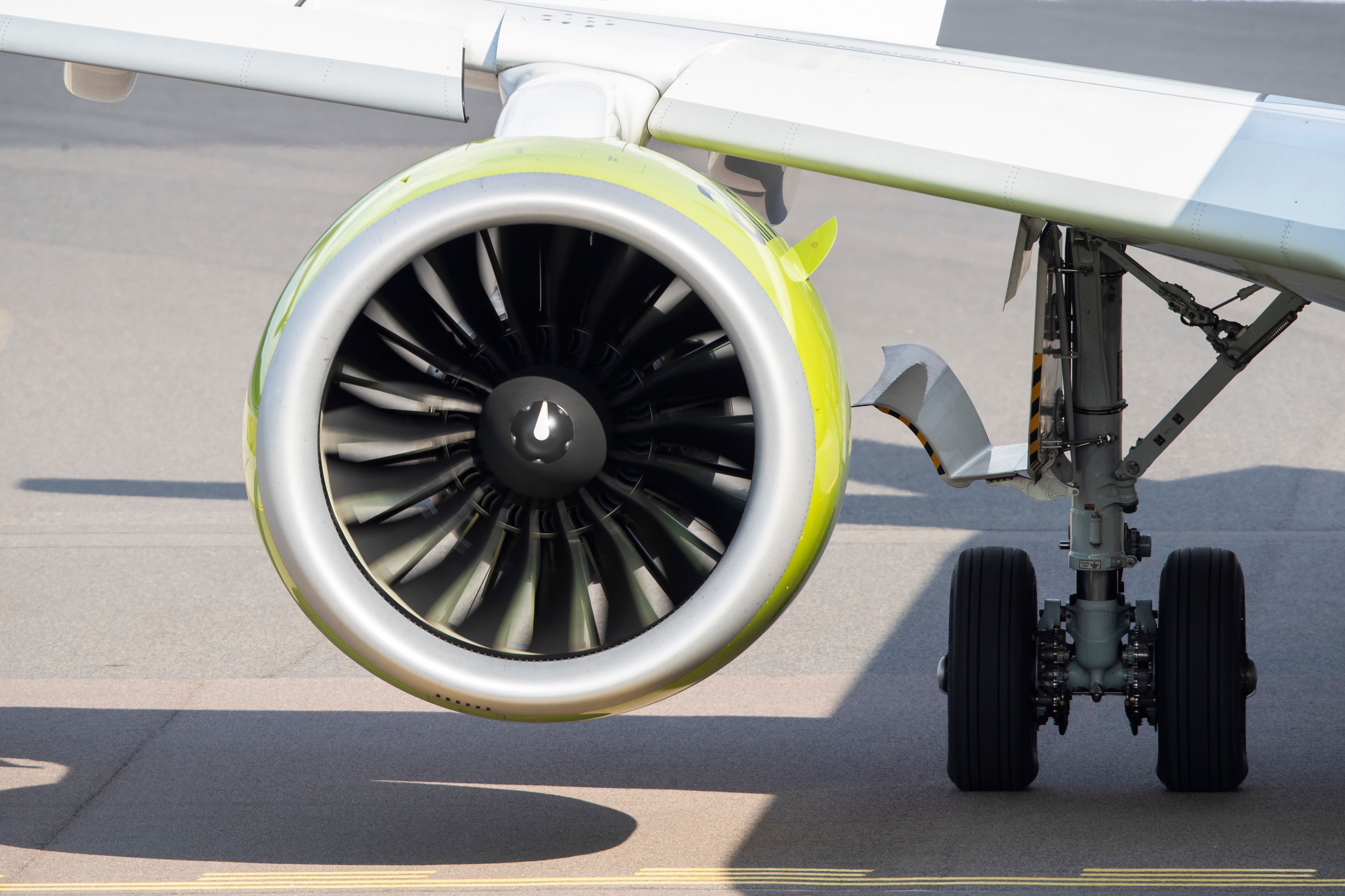 The engine on an Airbus A220.