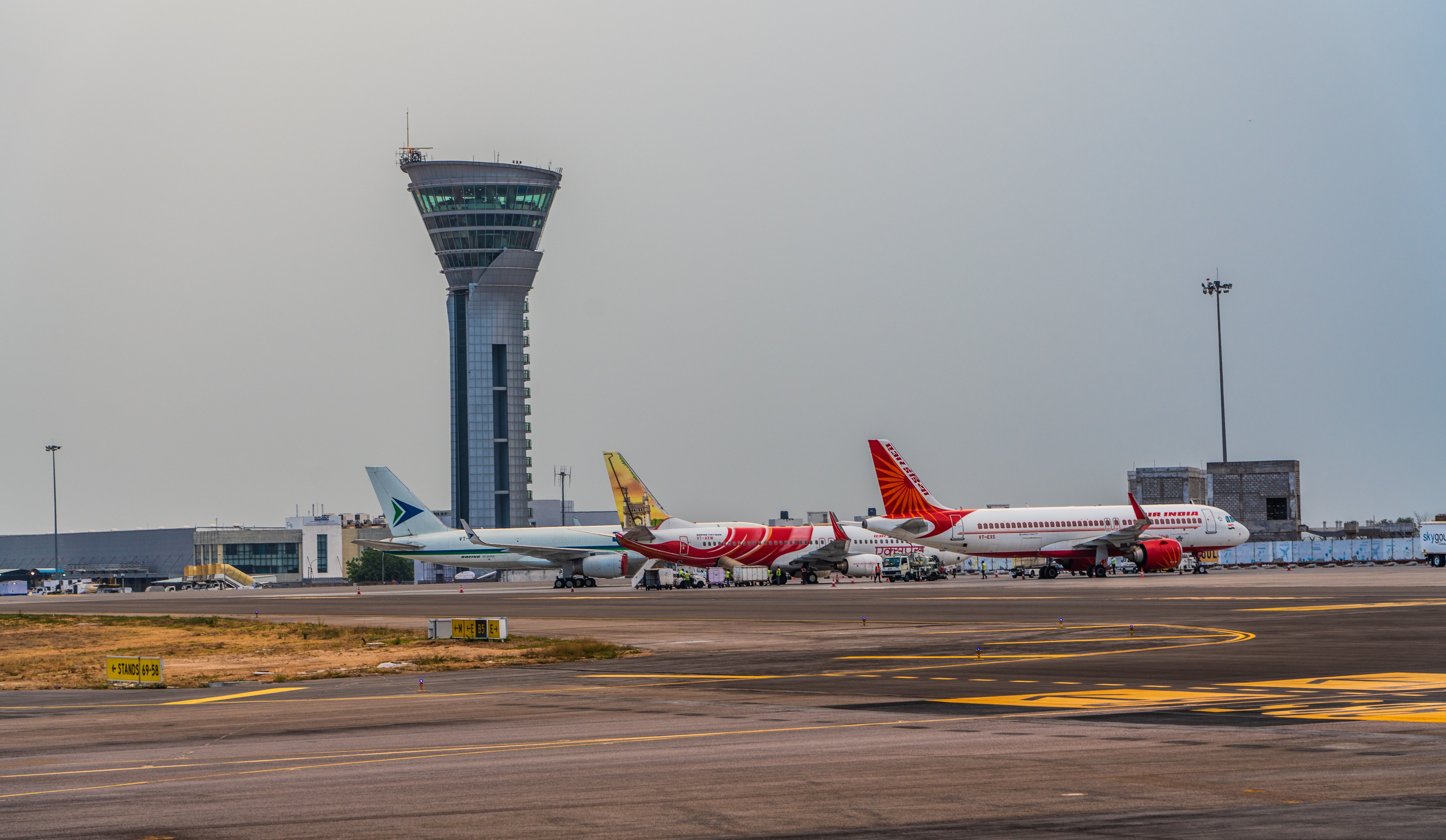 Aircraft parked at Hyderabad Airport