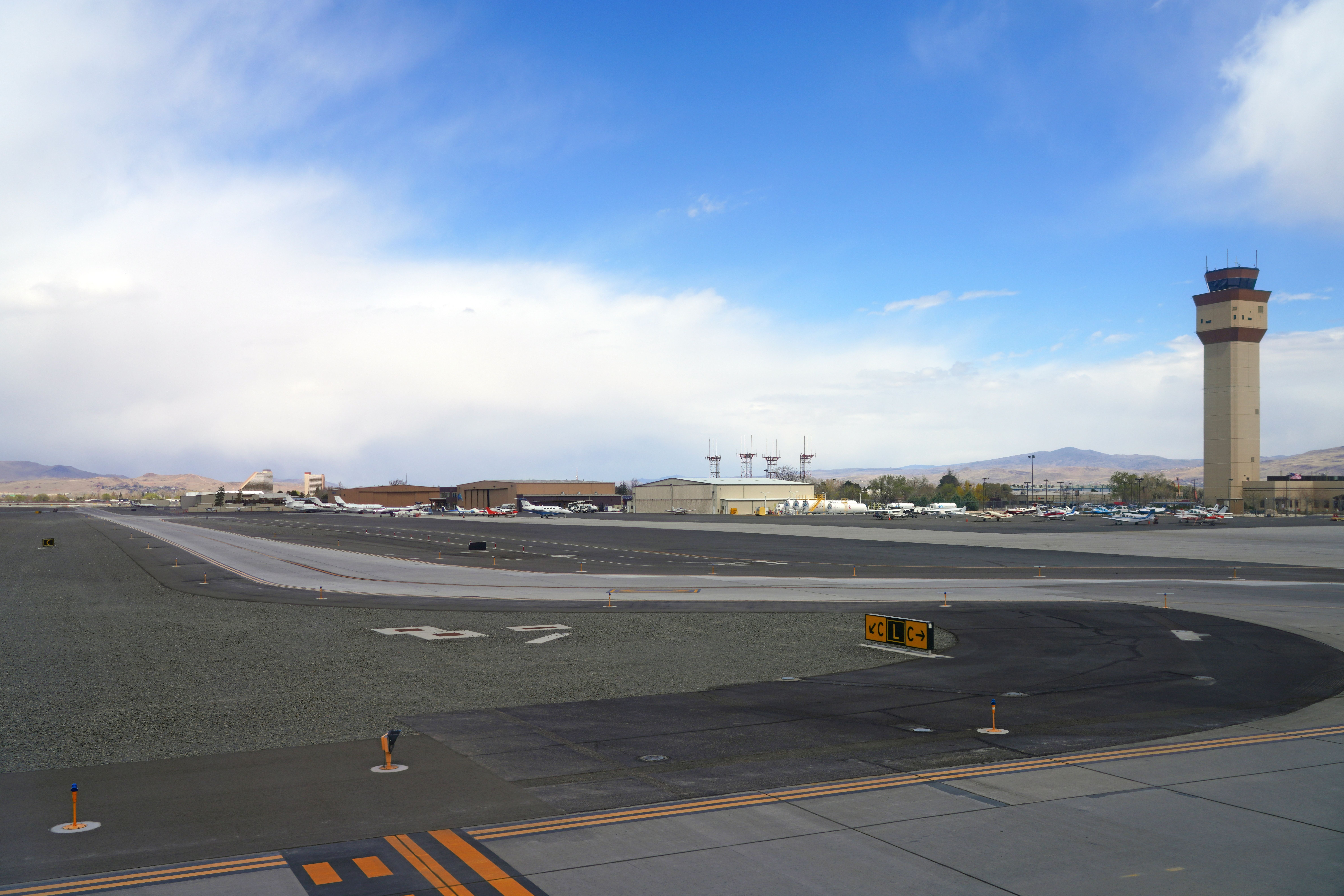 A Panoramic view of the Reno-Tahoe International Airport apron.
