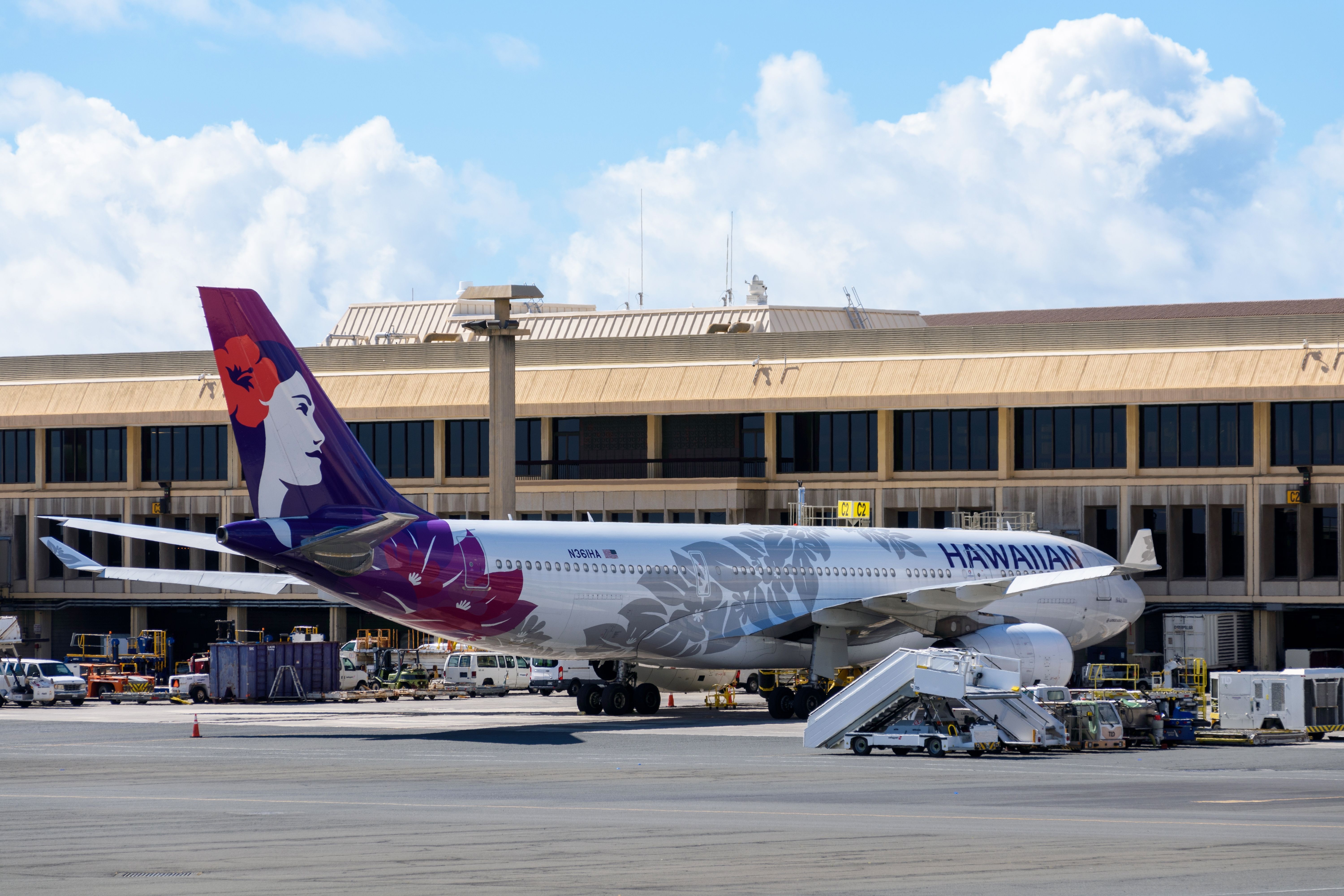 Hawaiian Airlines Airbus A330 parked at Daniel K. Inouye International Airport