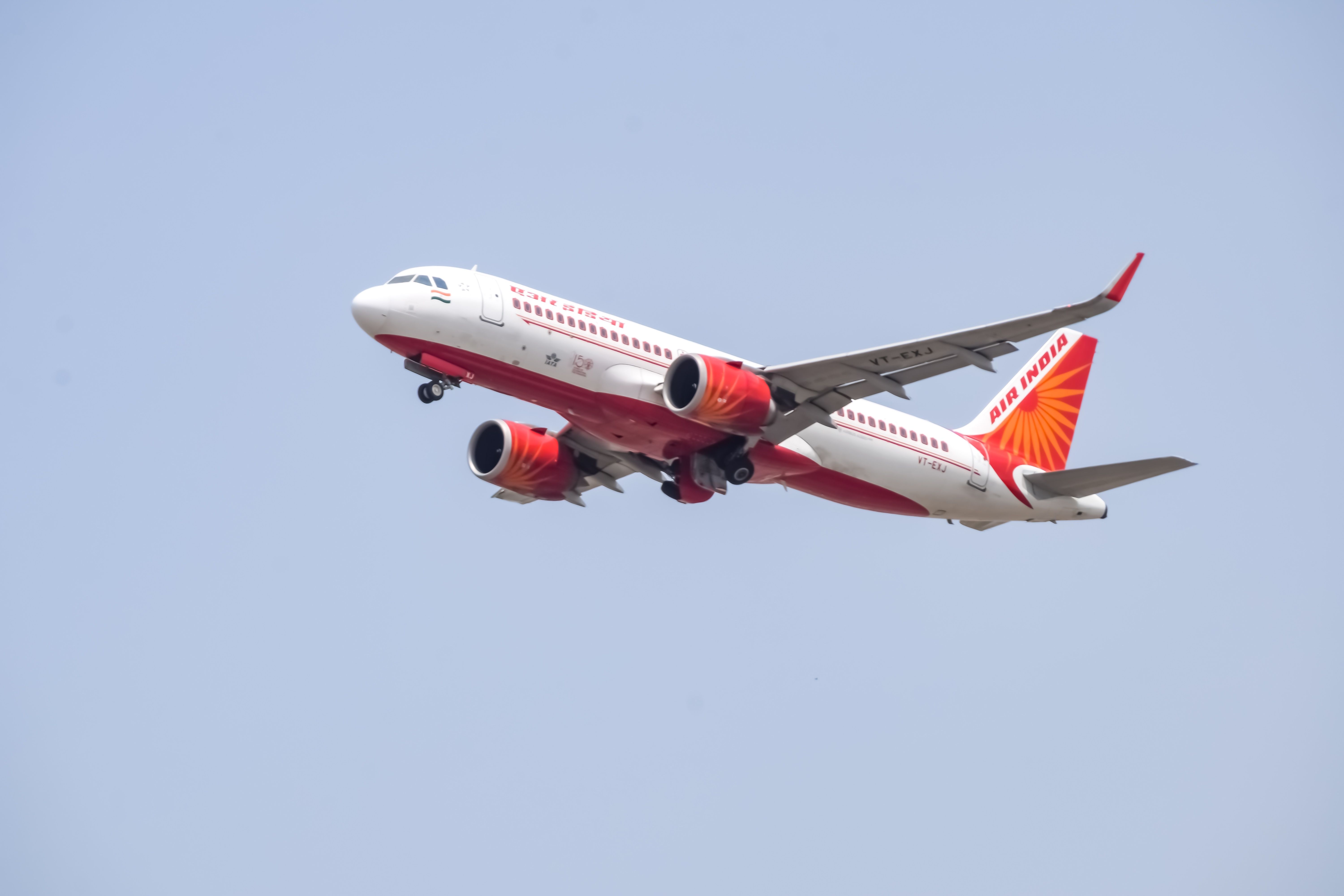Air India Airbus A320 take off from Indra Gandhi International Airport Delhi