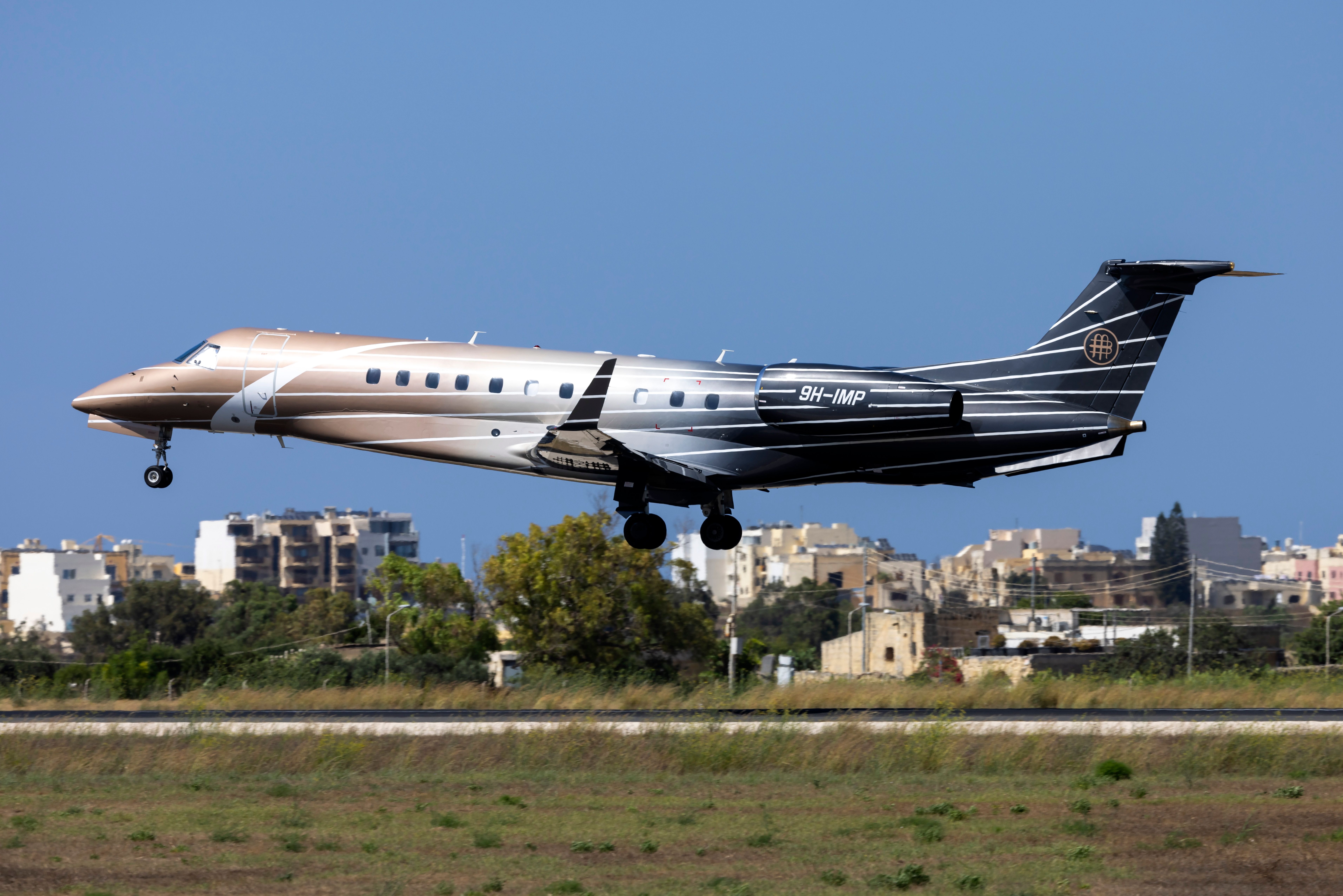 An AirX's Embraer Legacy 600 just after take off.