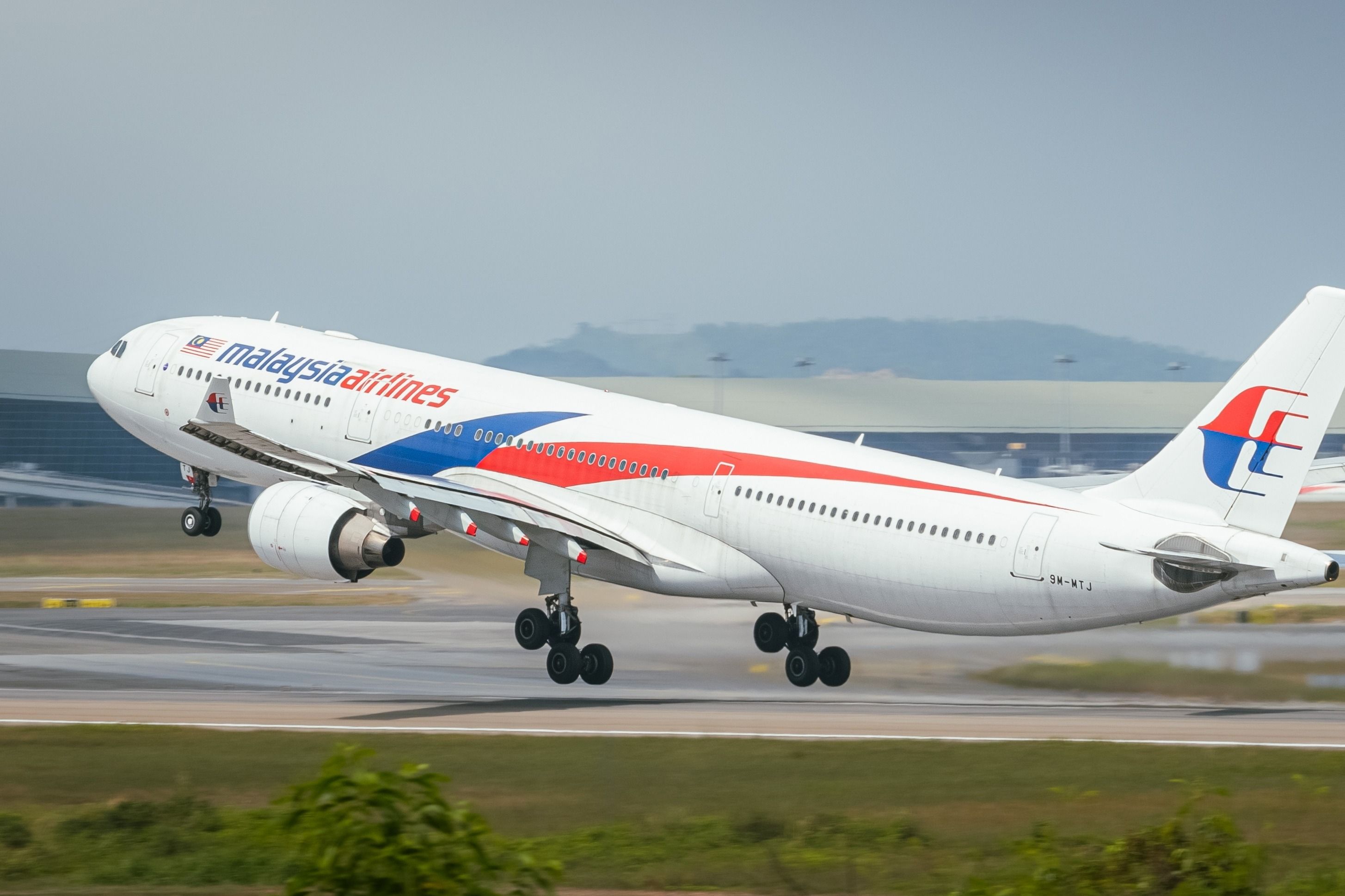 Malaysia Airlines Airbus A330 taking off.