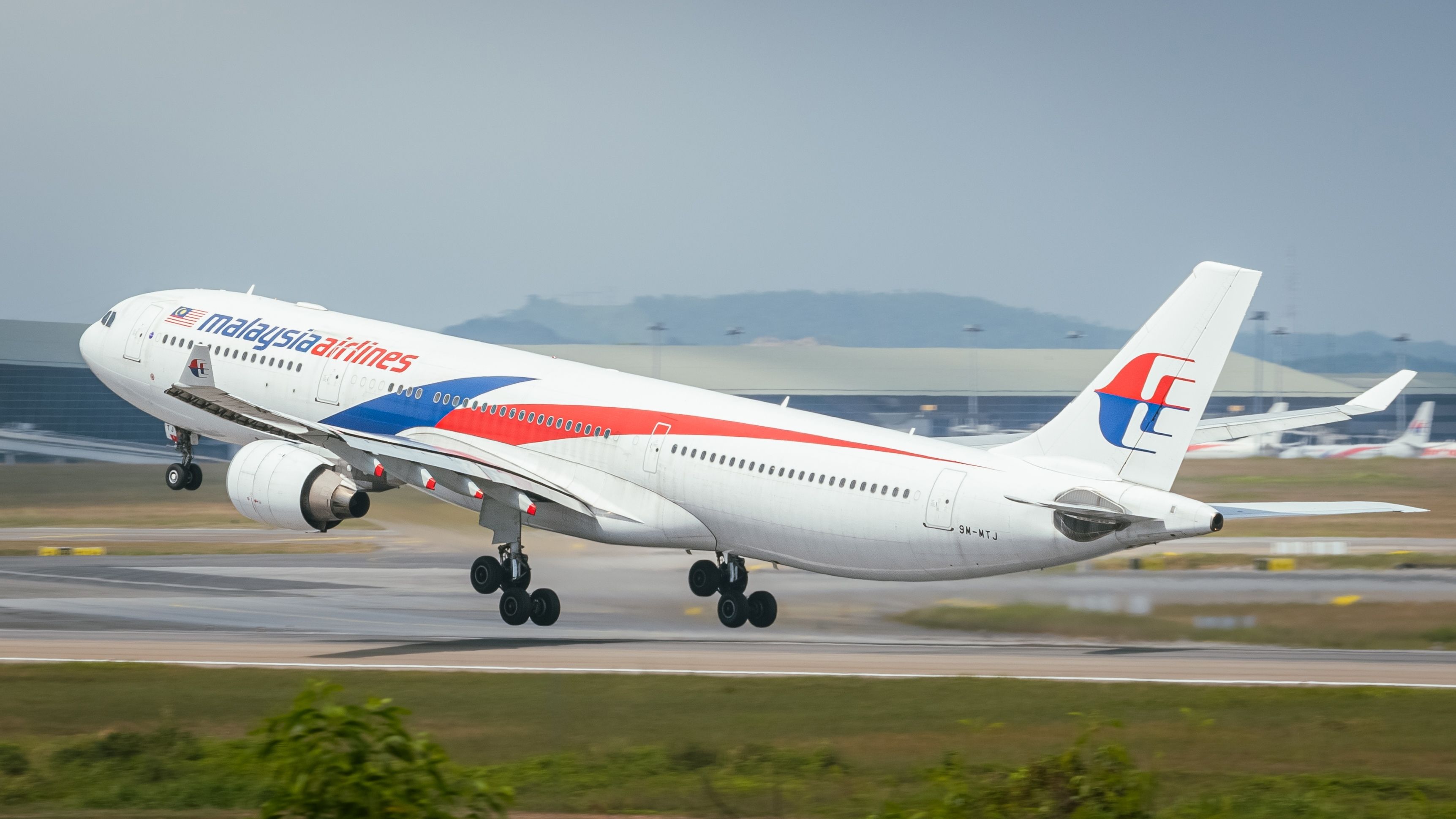Malaysia Airlines Airbus A330 taking off. 