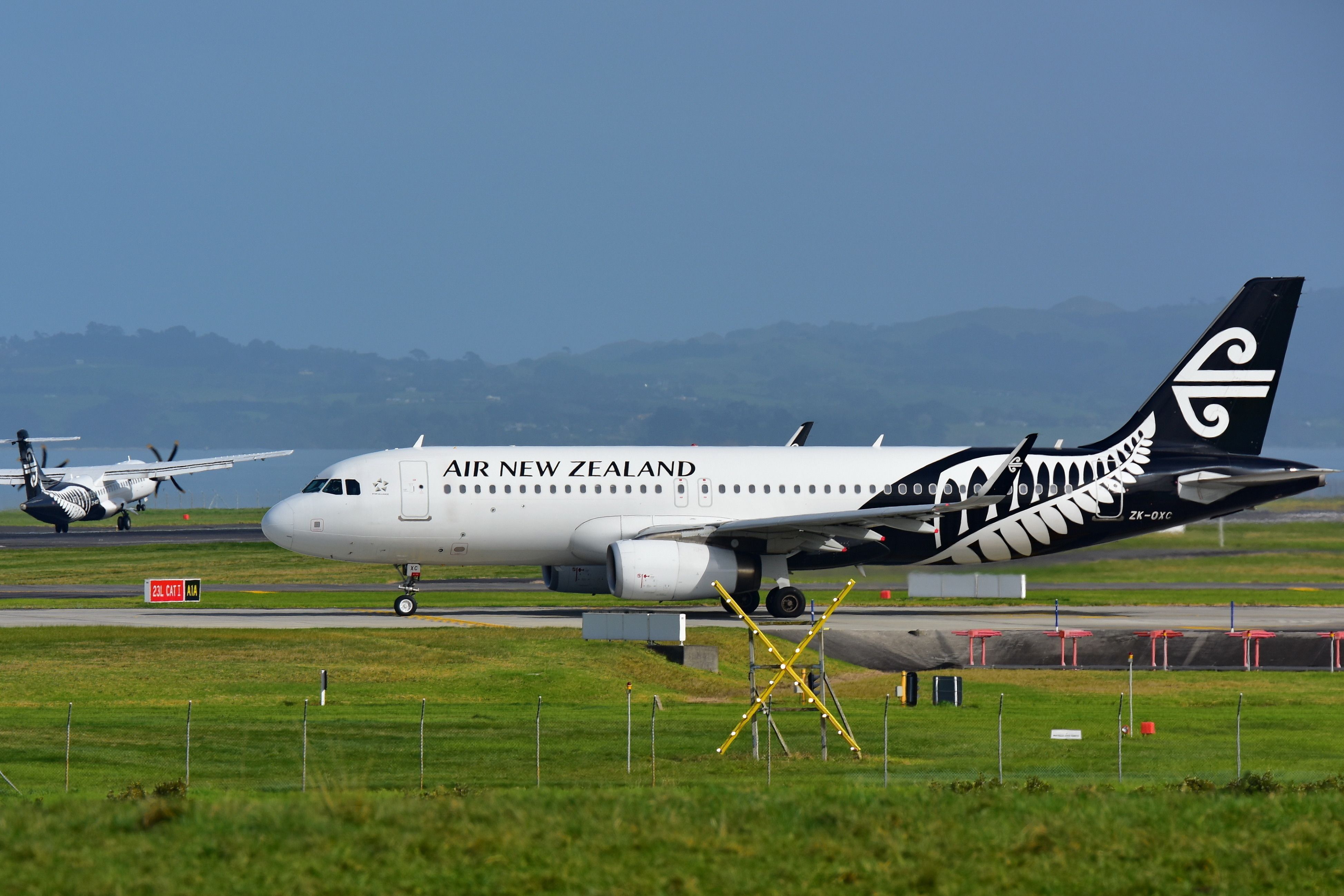 Air New Zealand Airbus A320 taxiing for departure from Auckland International Airport