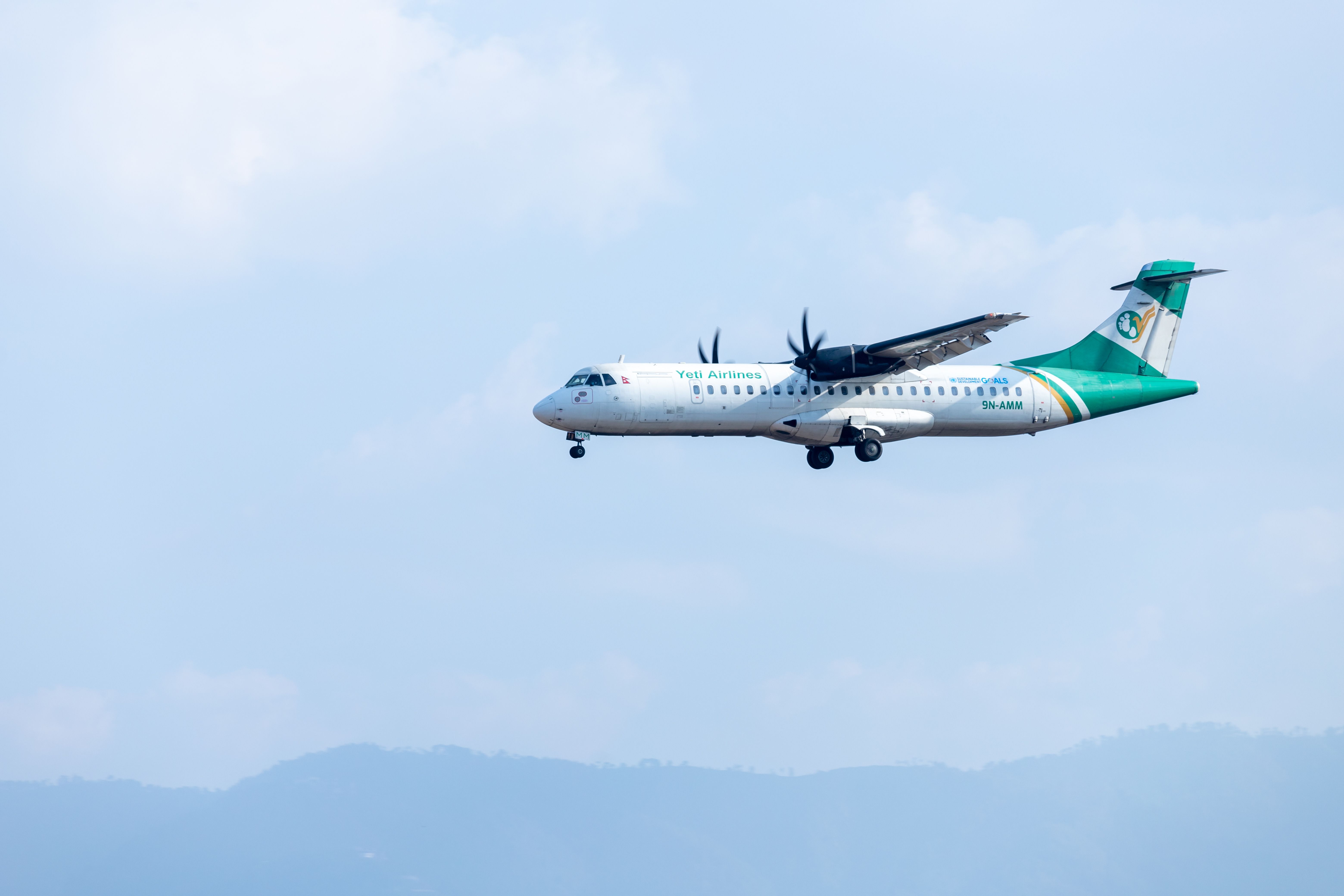 Yeti Airlines ATR 72-500 landing at Kathmandu International Airport KTM