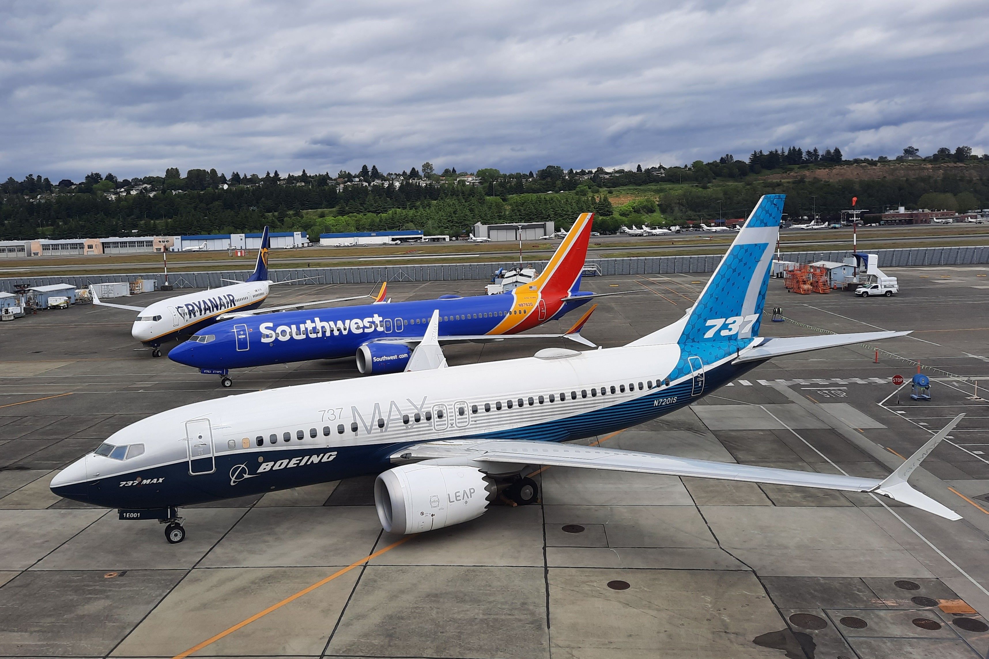 Boeing 737 MAX Parked In Front Of Other Variants