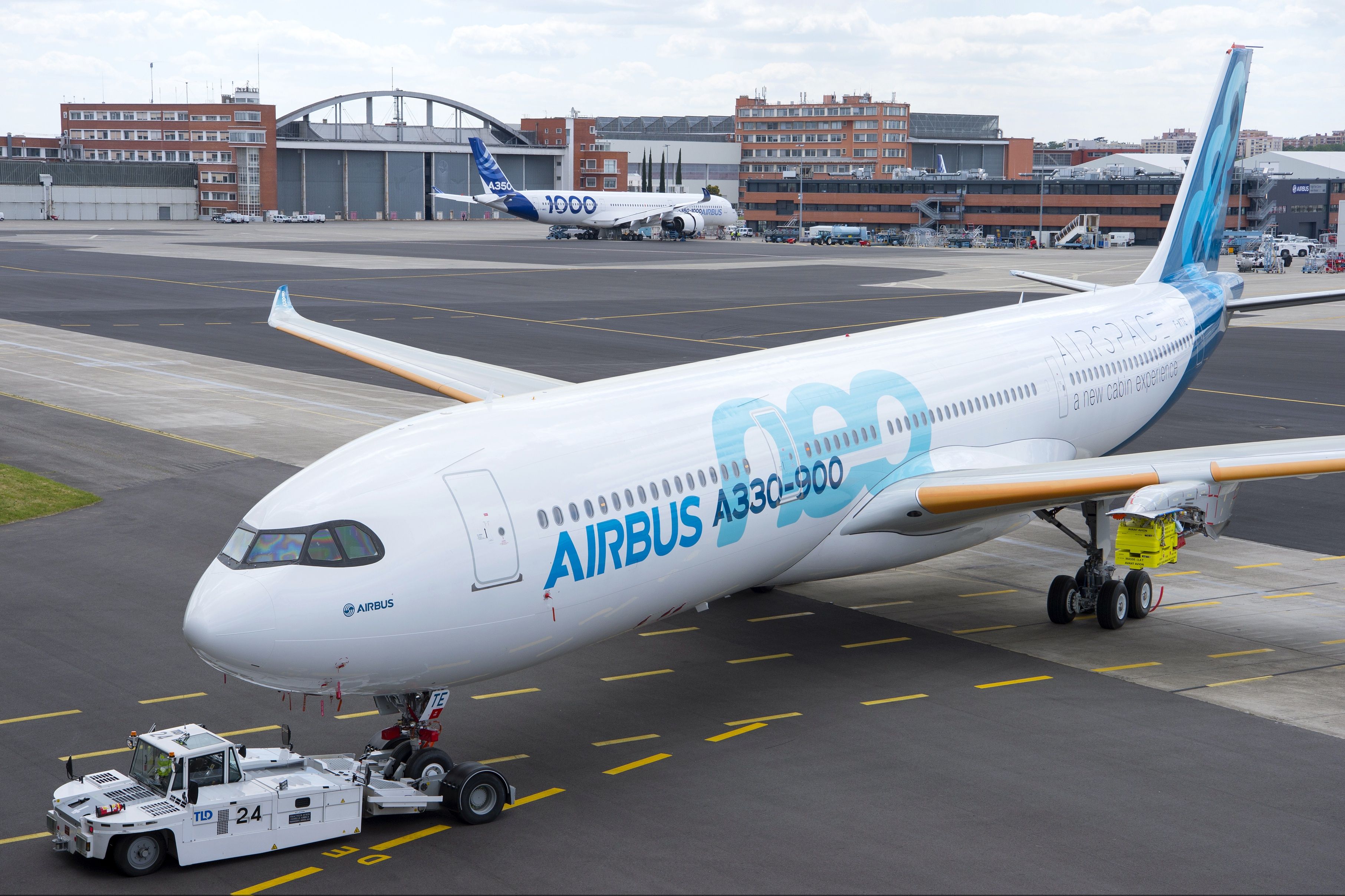 An Airbus A330-900 in Airbus colours at Toulouse.