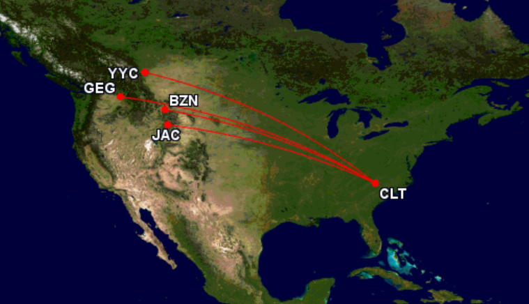 American Airlines' new routes from CLT