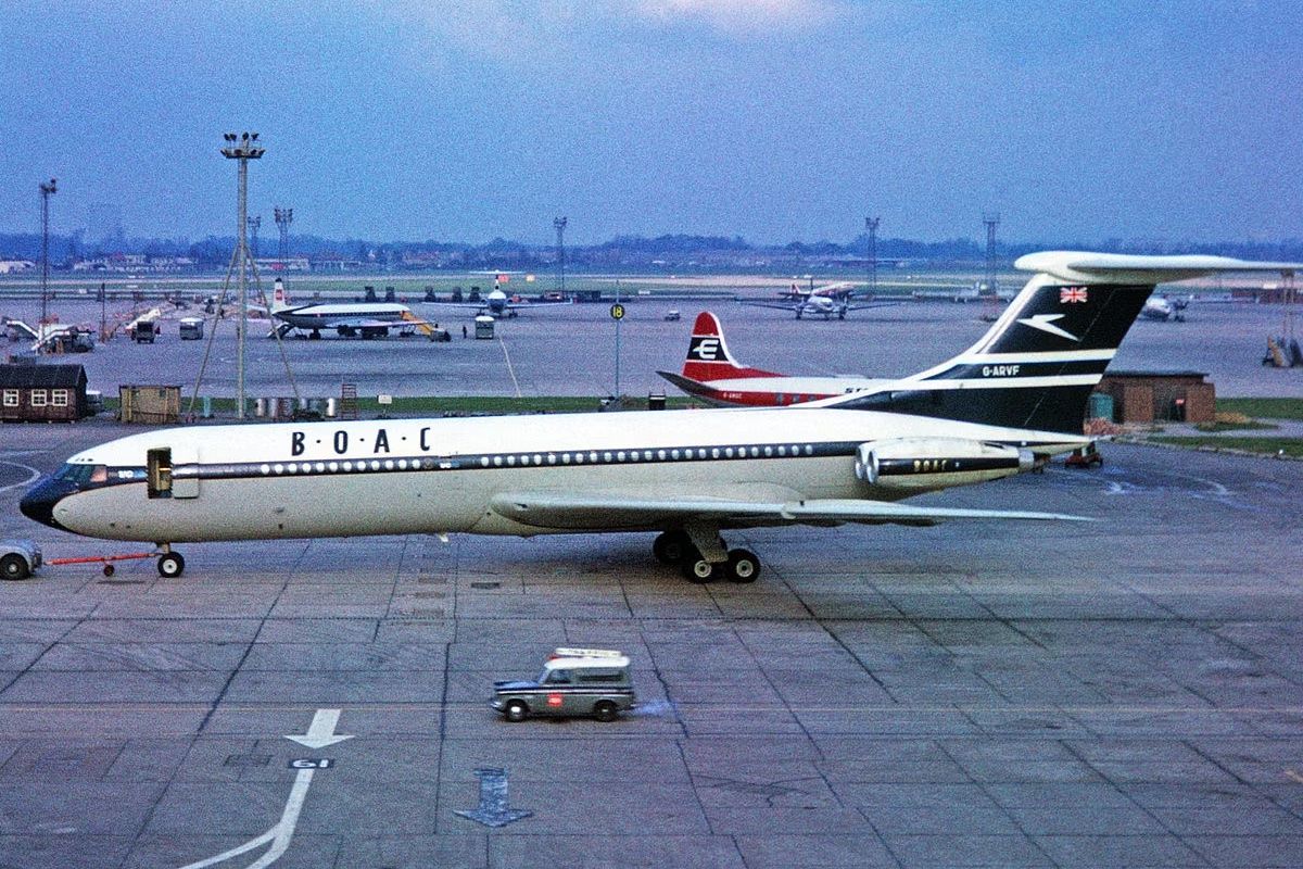 A BOAC aircraft parked on an airport apron.