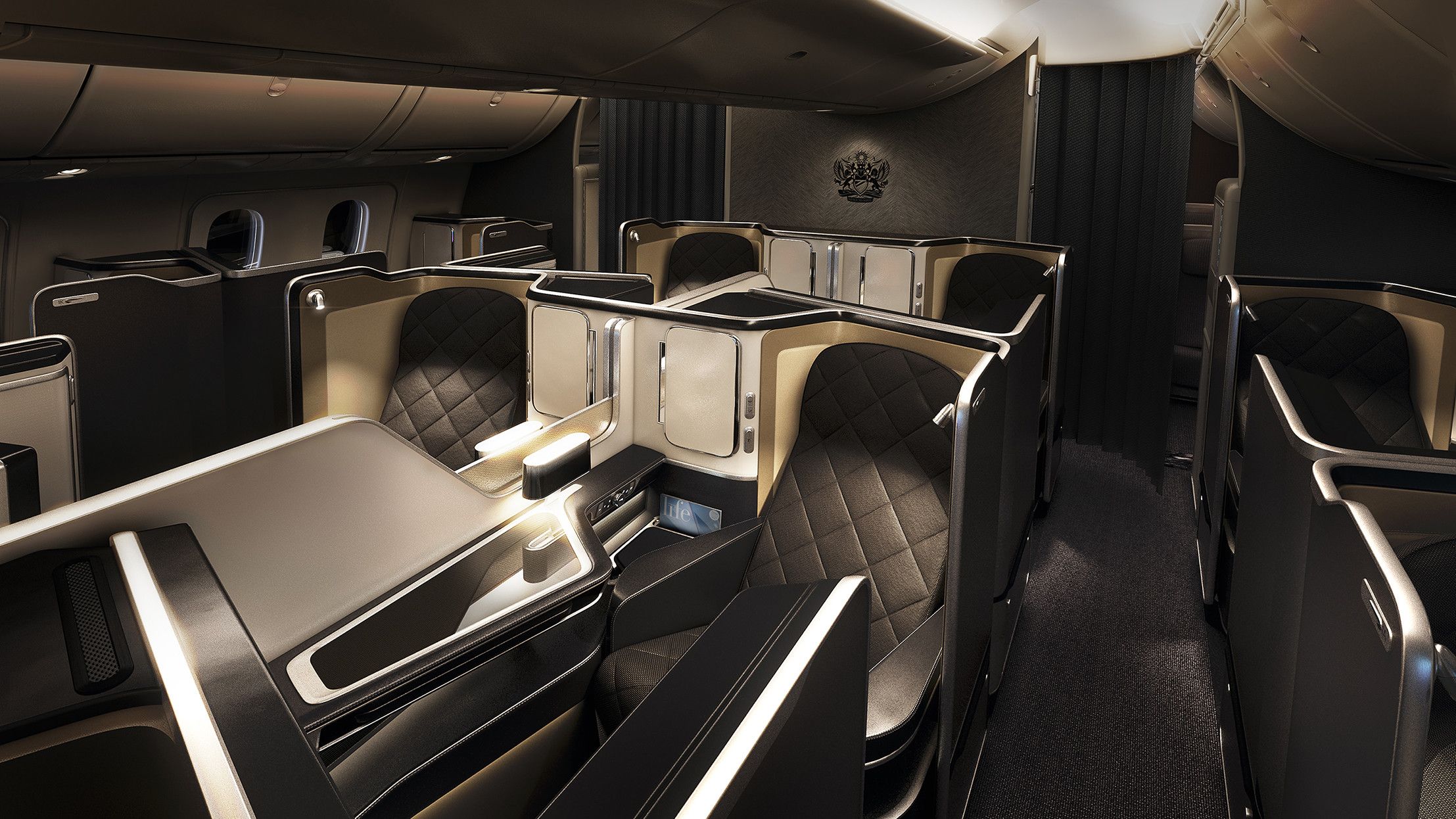 Inside the First Class Cabin of a British Airways Boeing 787.