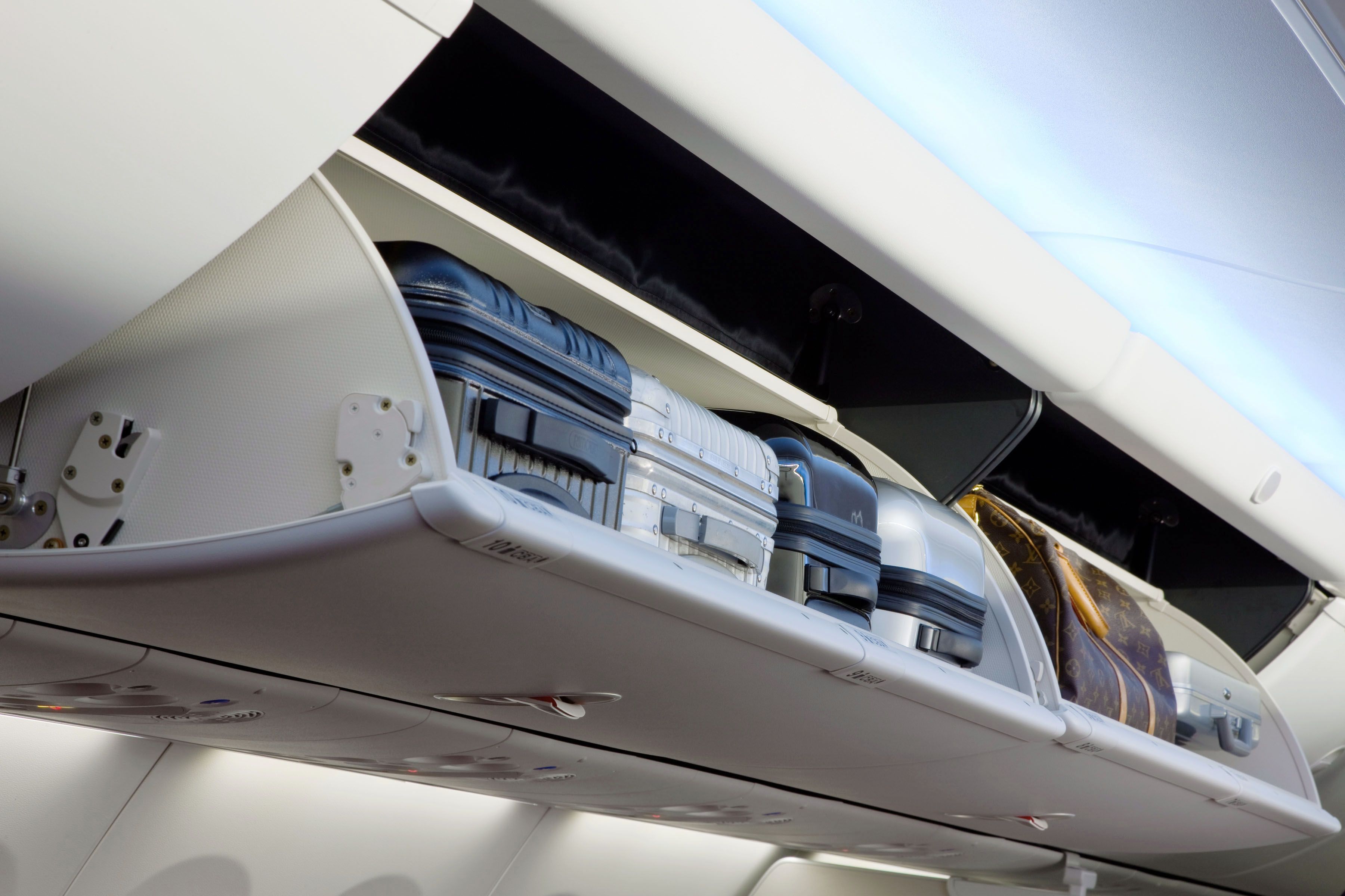 overhead bins with carry-on
