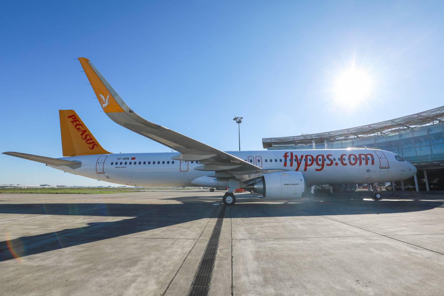 A Pegasus Airlines Airbus A321neo Parked on the apron In Toulouse.