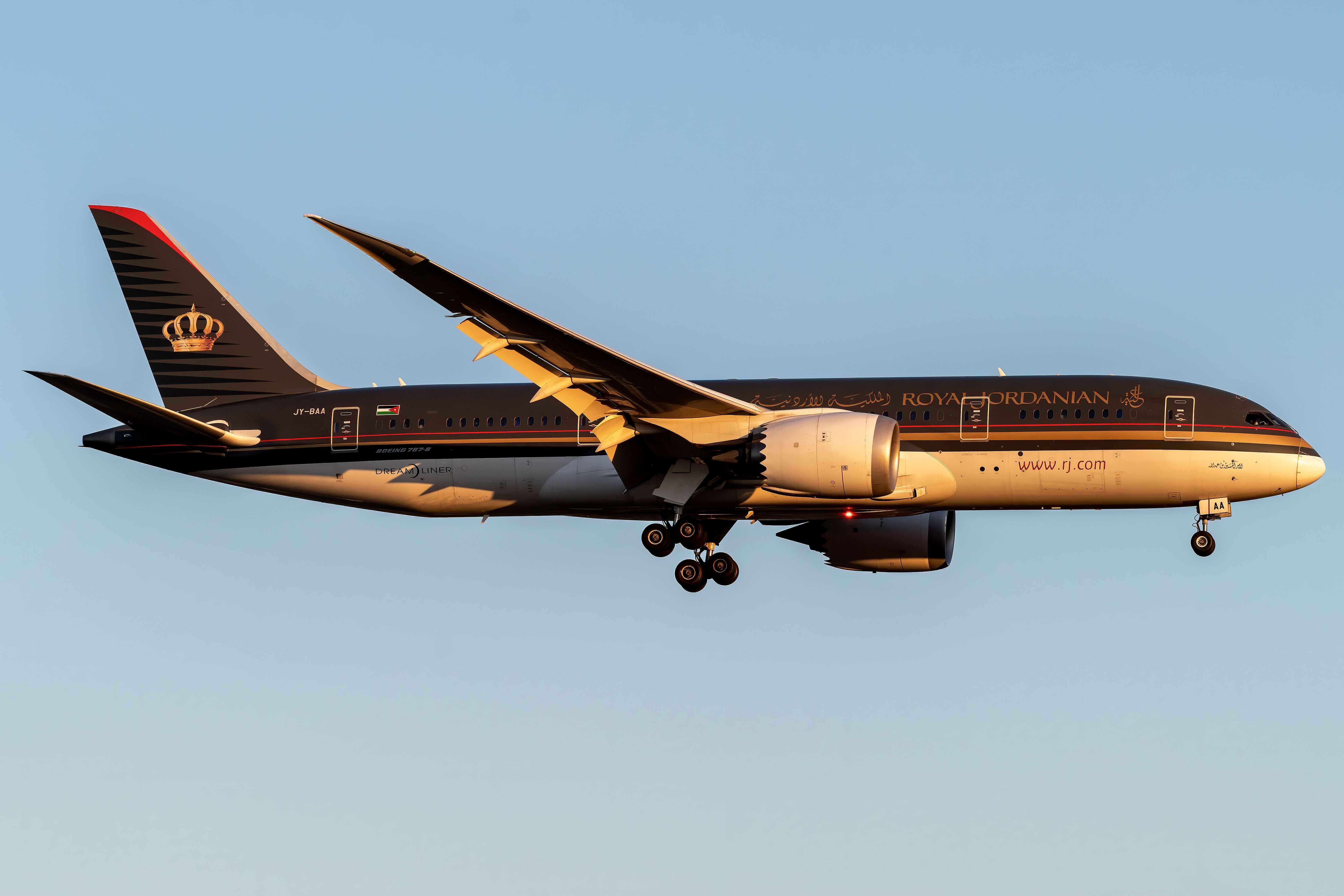 A Royal Jordanian Boeing 787 Flying in the sky.