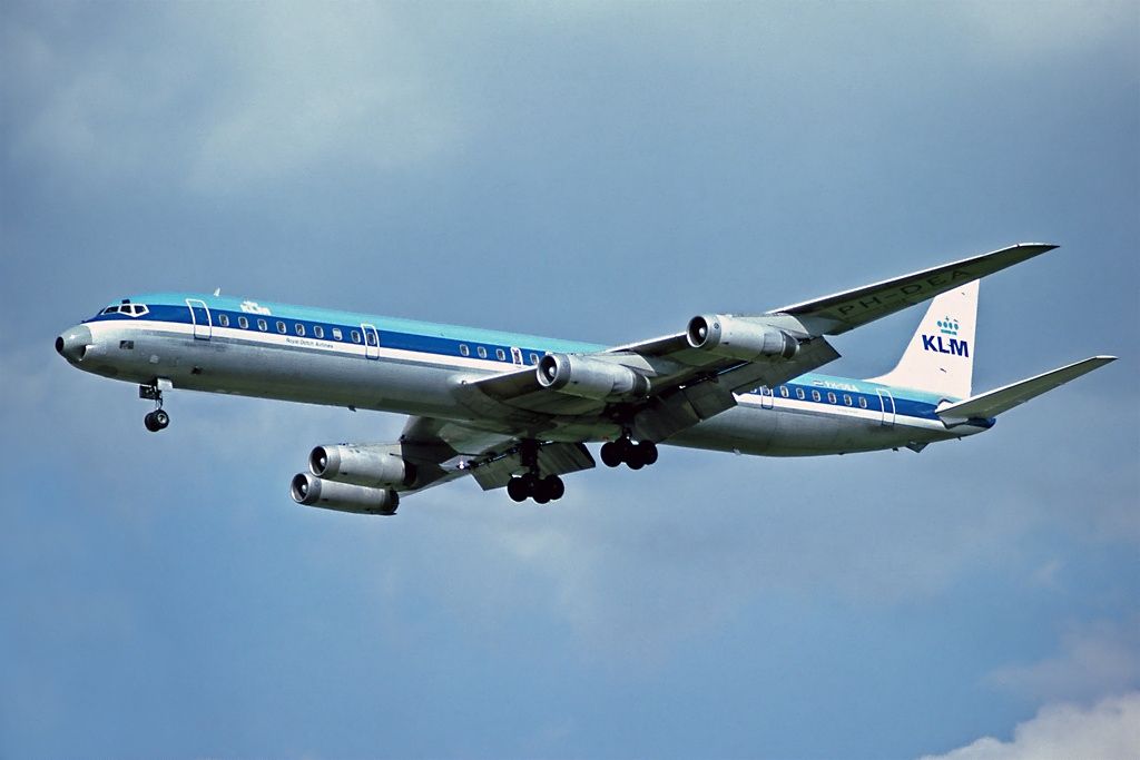 A KLM DC-8 Flying in the sky.